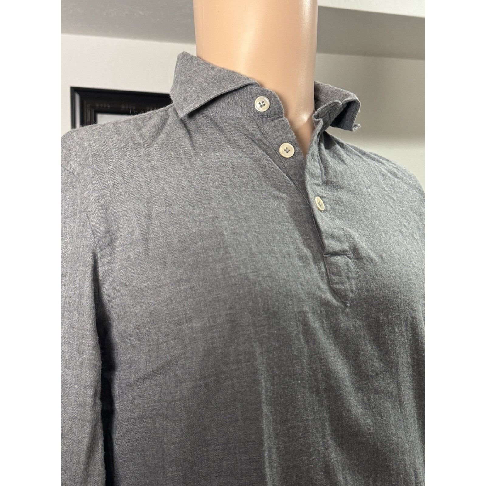 G. Inglese G. Inglese Gray Flannel Popover Shirt Polo 15/38 Medium Size US M / EU 48-50 / 2 - 4 Thumbnail