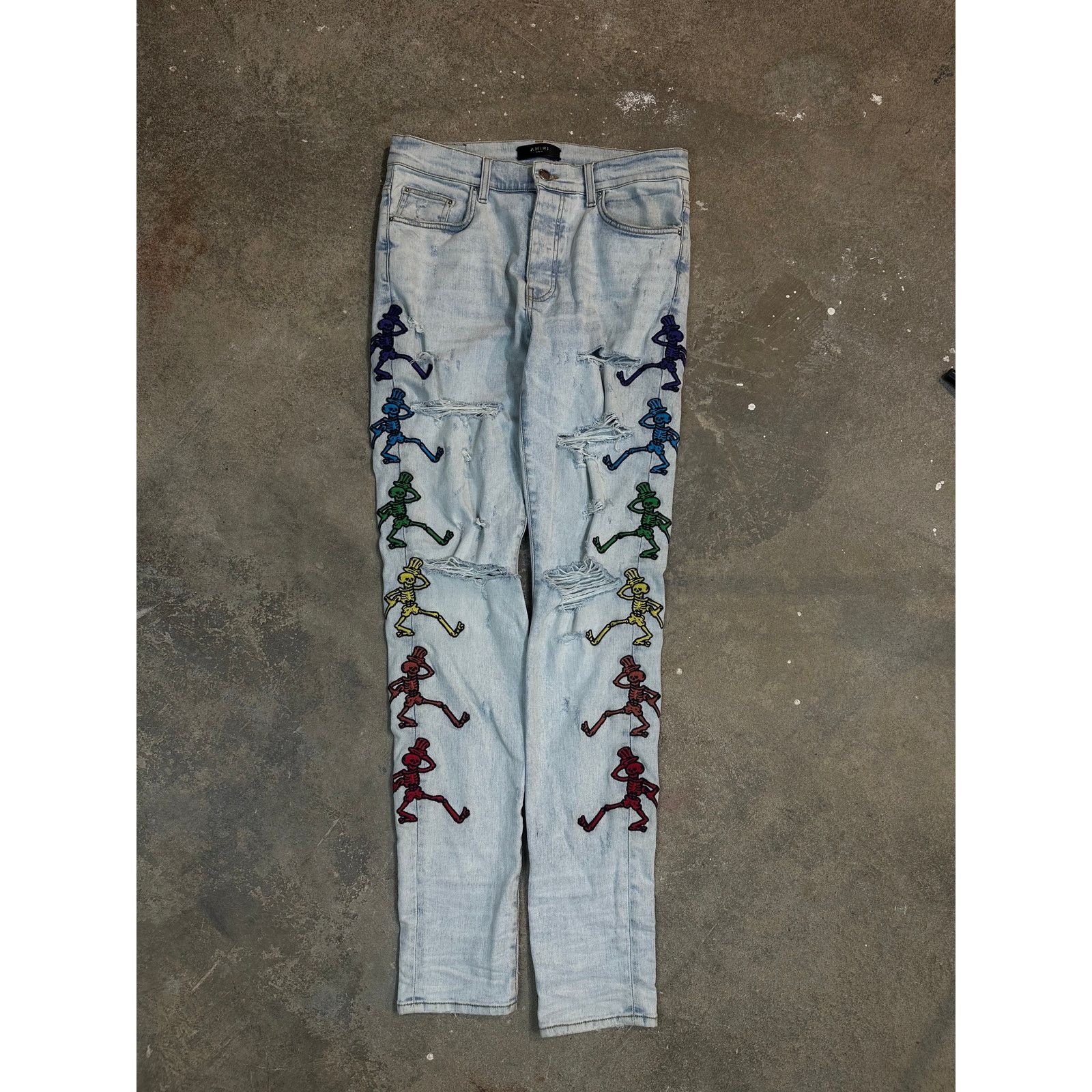 Amiri Amiri Jeans Light Wash Grateful Dead Used 33 Size US 33 - 1 Thumbnail