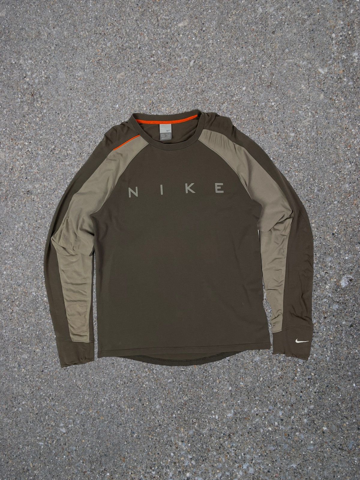 image of Nike Shox Spell Out Y2K Active Long Sleeve Top in Brown, Men's (Size Medium)