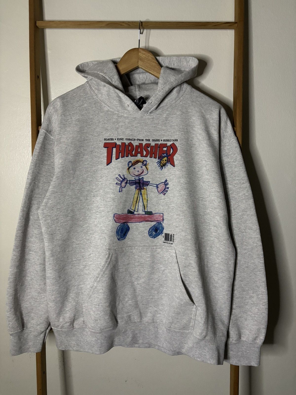 Vintage Kurt Cobain Thrasher kid Cover Hoodie Size US M / EU 48-50 / 2 - 1 Thumbnail