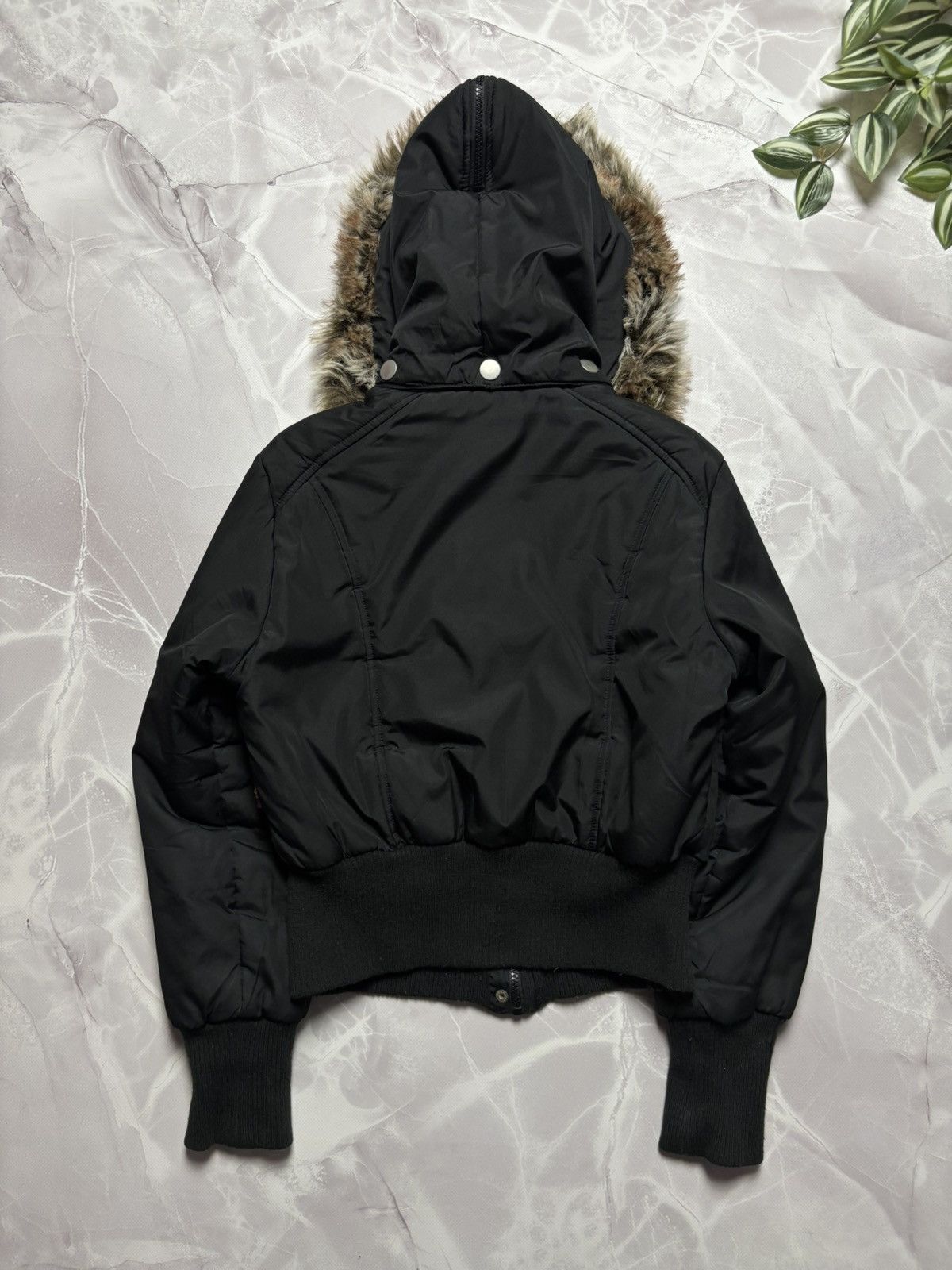 Other Womens VTG Y2K Cropped Bomber Jacket Faux Fur Babydoll Black Size S / US 4 / IT 40 - 14 Thumbnail