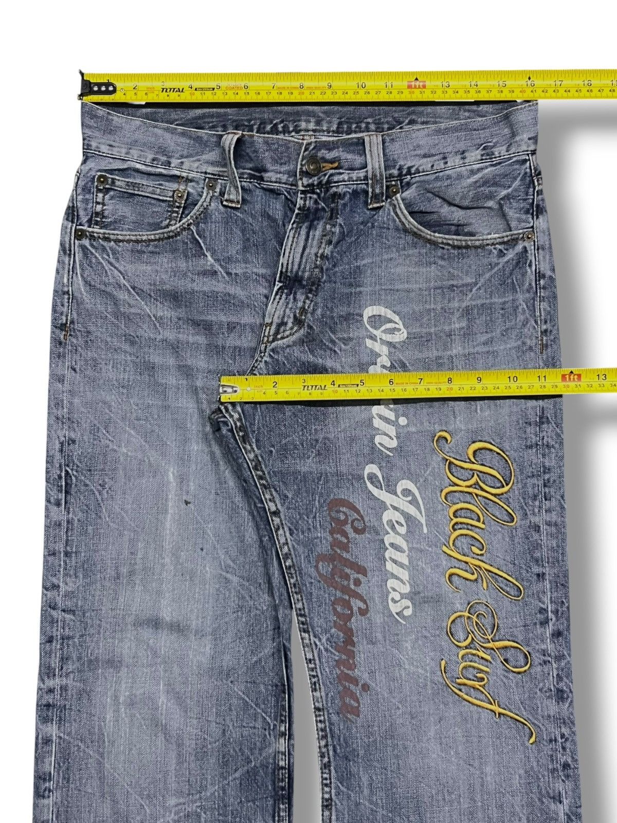 Japanese Brand Bootcut Vintage Oririn Jeans - Faded Thunder Wash,Distressed Size US 32 / EU 48 - 12 Thumbnail