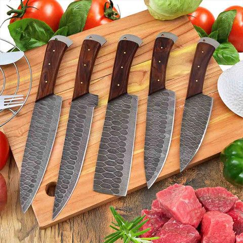Other Chef Knife Set of 5 with Rose-Wood Handles Size ONE SIZE - 3 Thumbnail