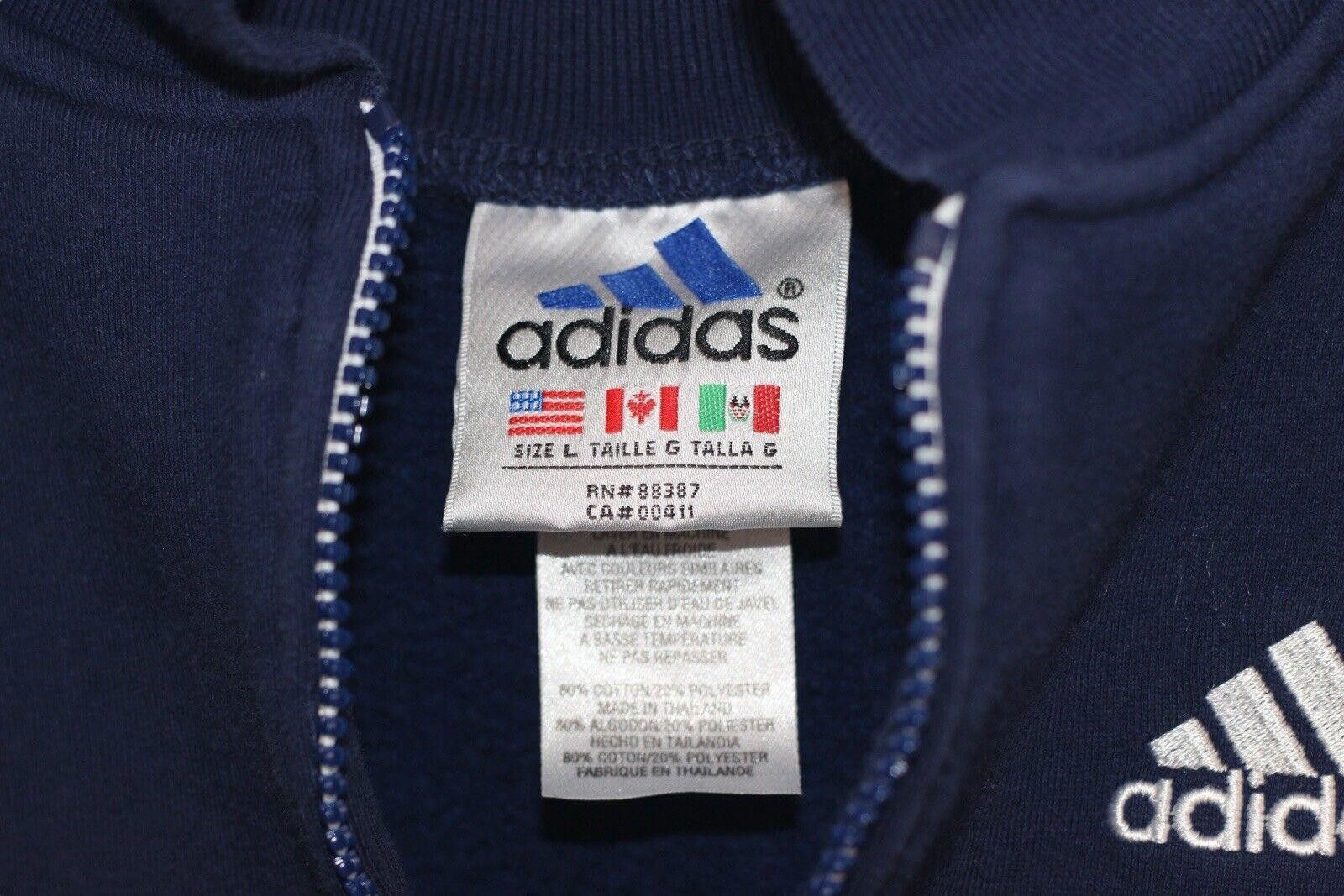 Adidas Vintage 90s Adidas Blue White Striped Arm 1/4 Zip Jacket L Size US L / EU 52-54 / 3 - 5 Thumbnail