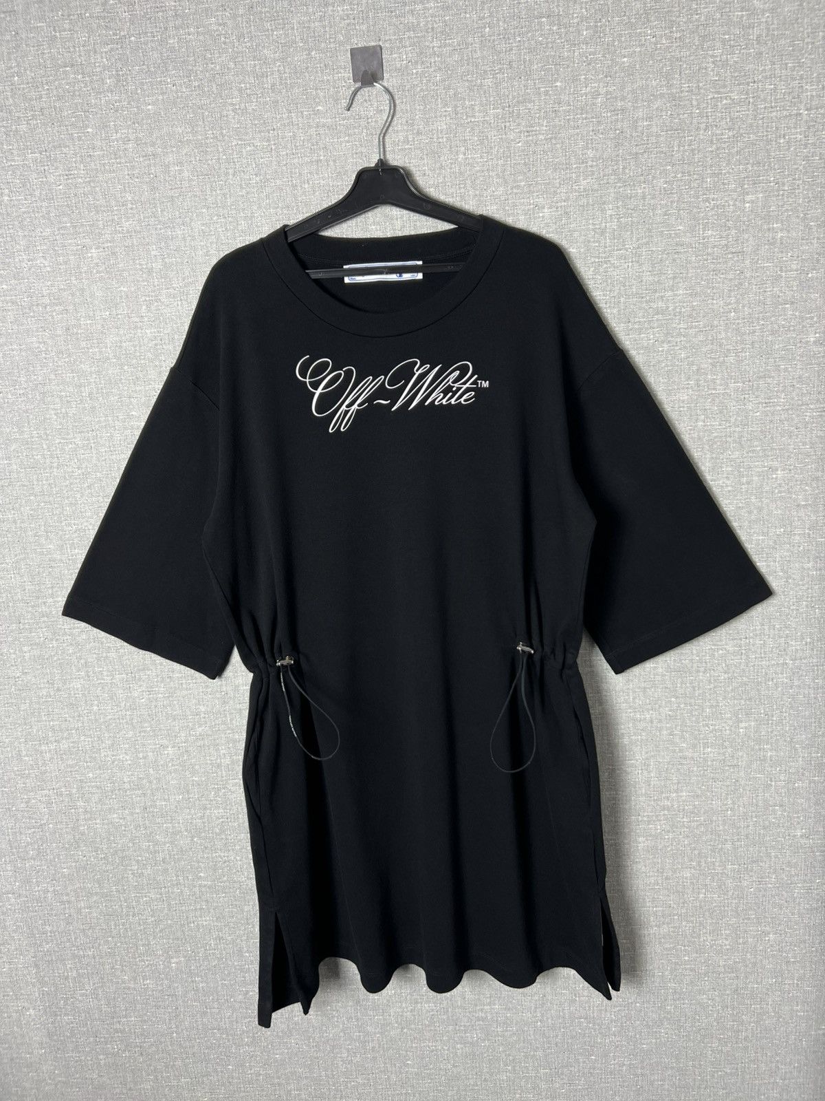 Off-White × Virgil Abloh Off-White Virgil Abloh Logo Coulisse T-Shirt Dress In Black Size M / US 6-8 / IT 42-44 - 2 Thumbnail