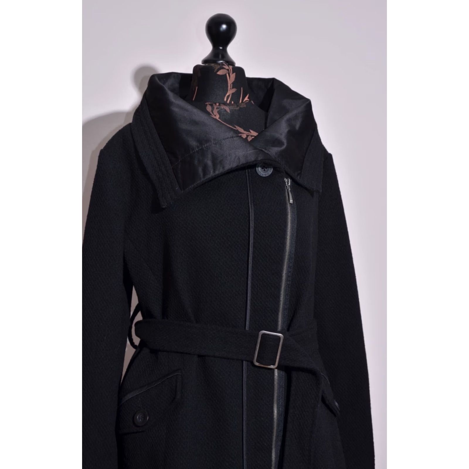Desigual Desigual Coat Womens Black Long Overcoat with Pockets Belted Size 44 Regular XS? Size M / US 6-8 / IT 42-44 - 5 Thumbnail