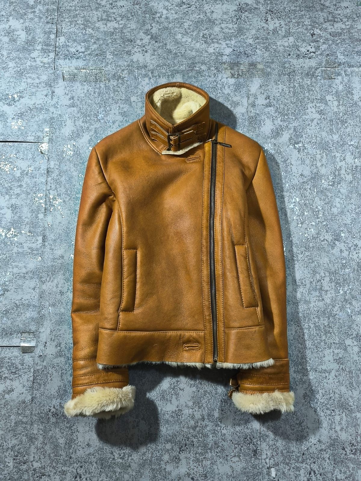 Vintage Vintage Women's Shearling Leather Aviator Jacket Size L / US 10 / IT 46 - 2 Thumbnail