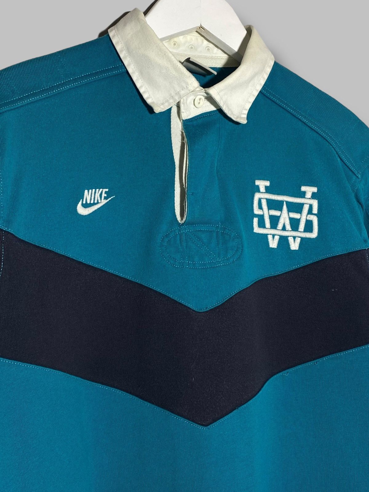 Nike 🔥 Y2K NIKE RUGBY SHIRT VINTAGE COLLAR RARE STADIUM LOOK Size US M / EU 48-50 / 2 - 3 Thumbnail