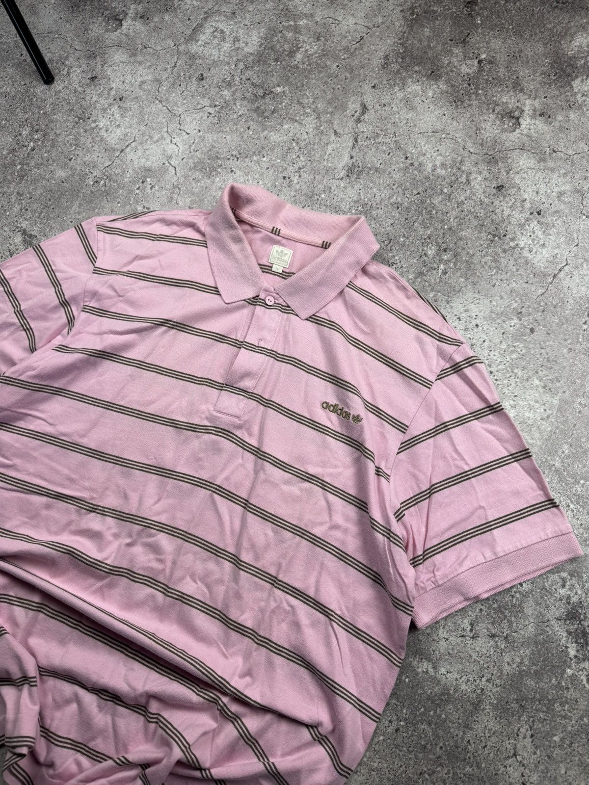 Adidas Vintage Y2K Adidas Pink Striped Polo Rugby Shirt Japanesse Size US XL / EU 56 / 4 - 2 Thumbnail