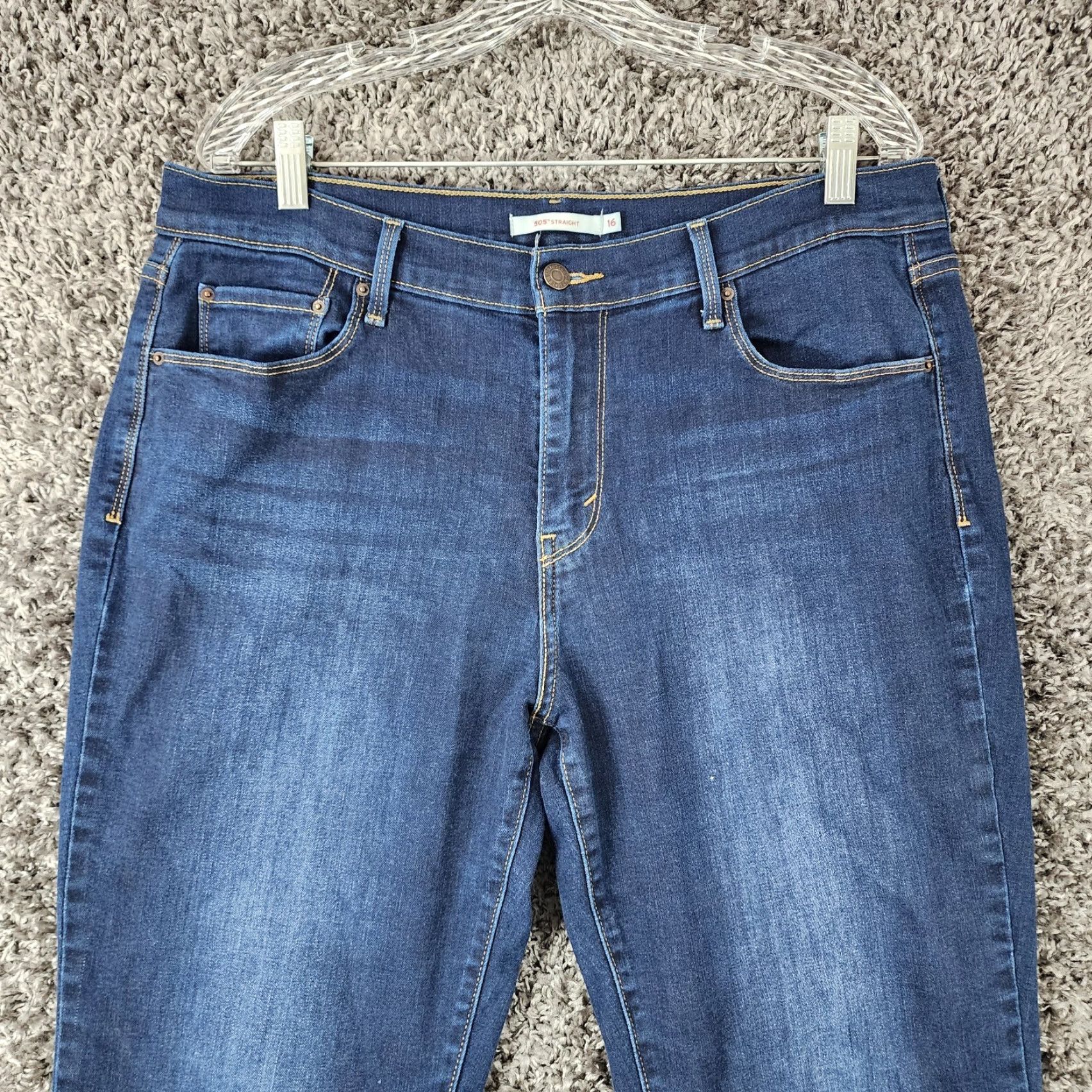 Levi's LEVI'S 505 Dark Wash Straight Jeans Size 16 Womens Blue Size 38" / US 16 / IT 52 - 2 Thumbnail