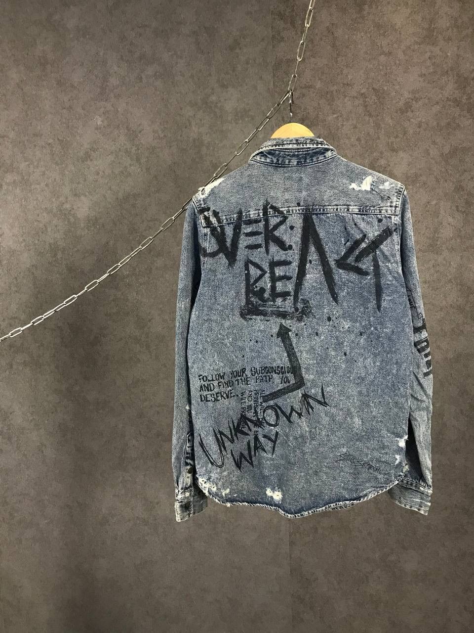 Other Zara Man art crazy distressed denim shirt Size US S / EU 44-46 / 1 - 2 Thumbnail