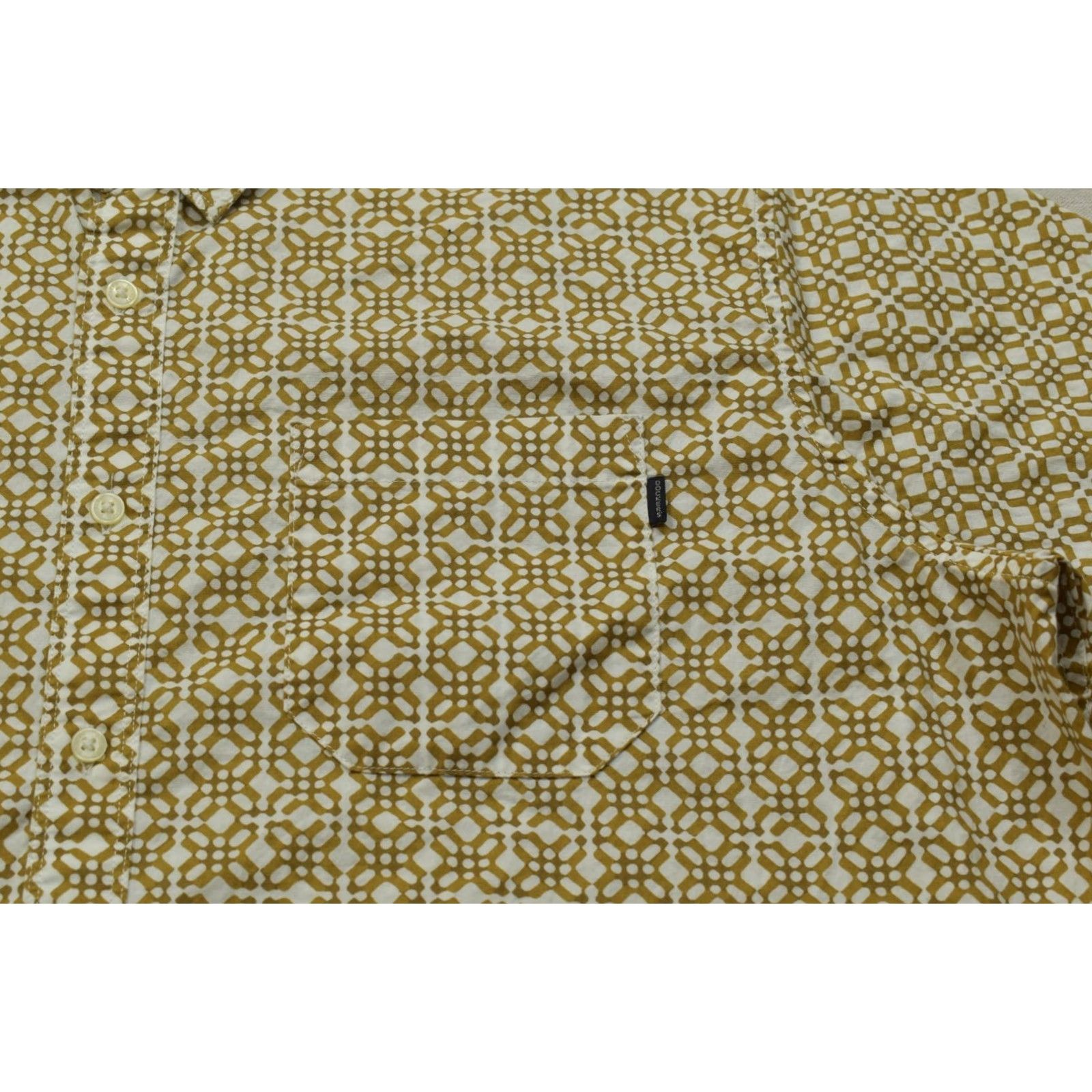 Dockers Dockers Men XXL Short Sleeve Button-Down Shirt Geometric Mustard Yellow Pattern Size US XXL / EU 58 / 5 - 5 Thumbnail