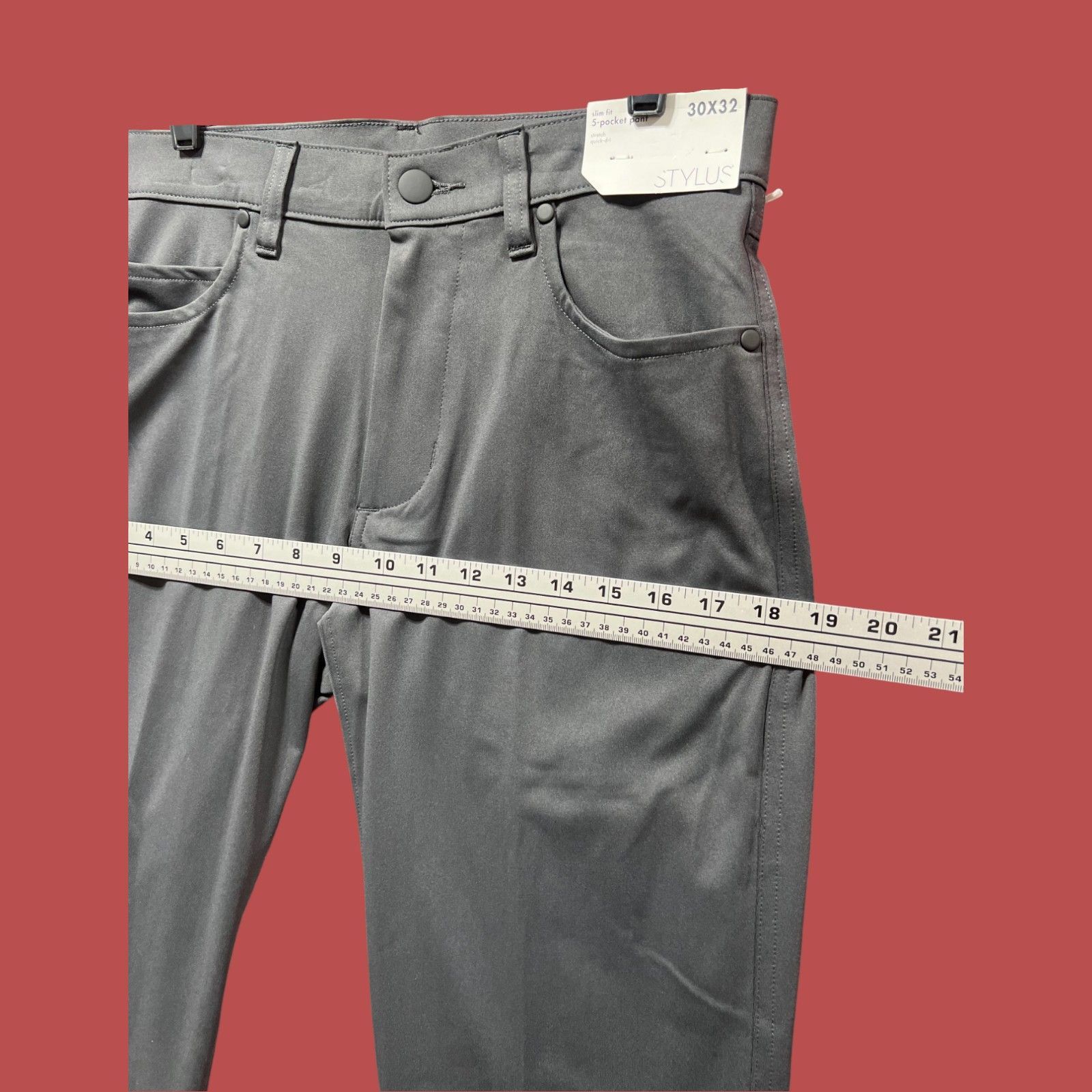 Other Stylus - 5 Pockets Mens Slim Fit Flat front Pant - Gray - 3 Size US 30 / EU 46 - 6 Thumbnail