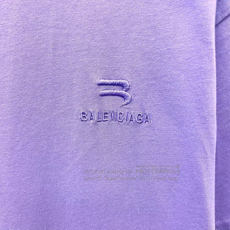 Balenciaga Balenciaga Purple logo letter embroidery cotton round neck Size US XL / EU 56 / 4 - 4 Thumbnail