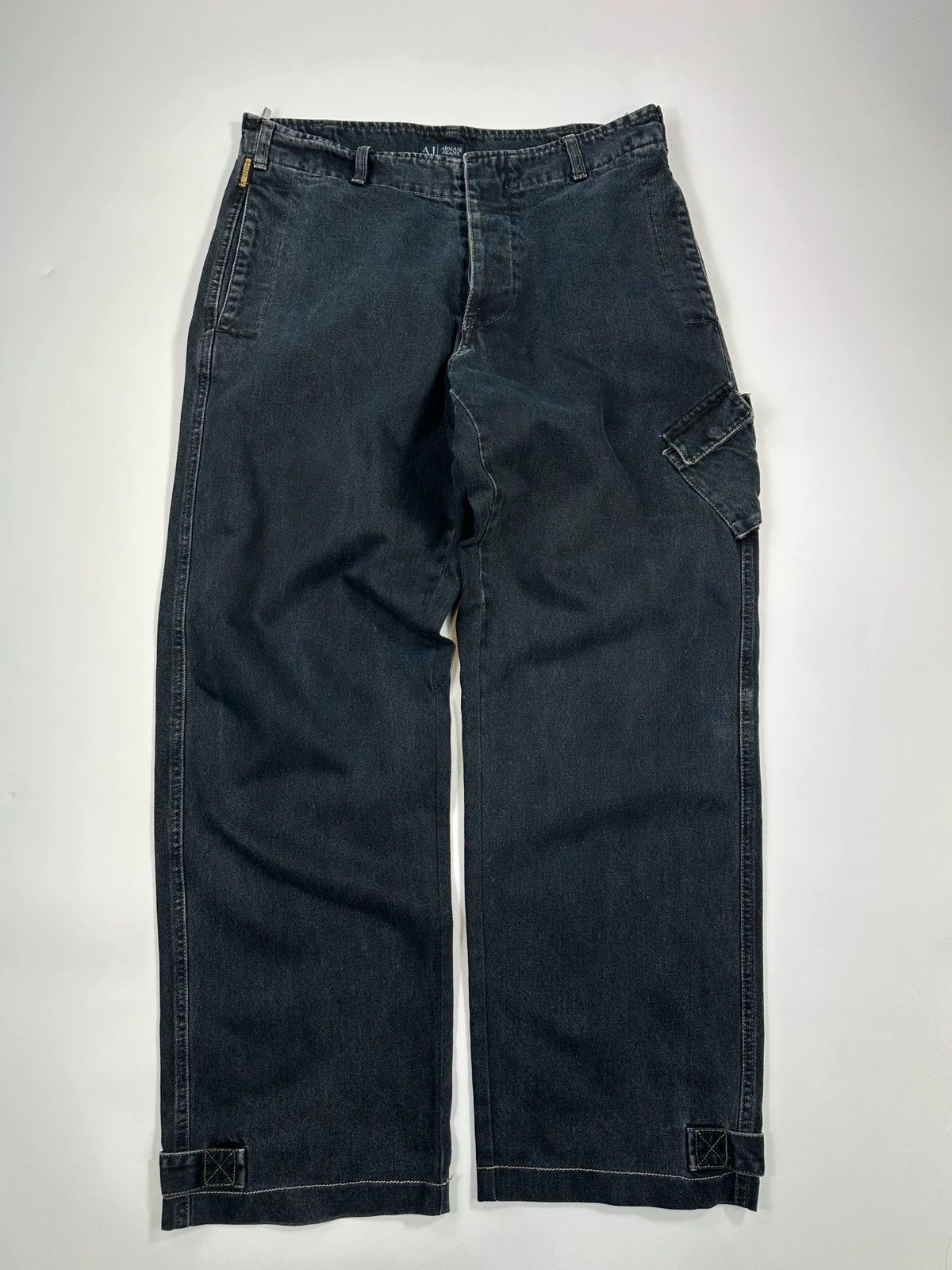 Armani Armani Jeans 00’s Black Indigo Carpenter Wide Legs Jeans Size US 32 / EU 48 - 1 Thumbnail