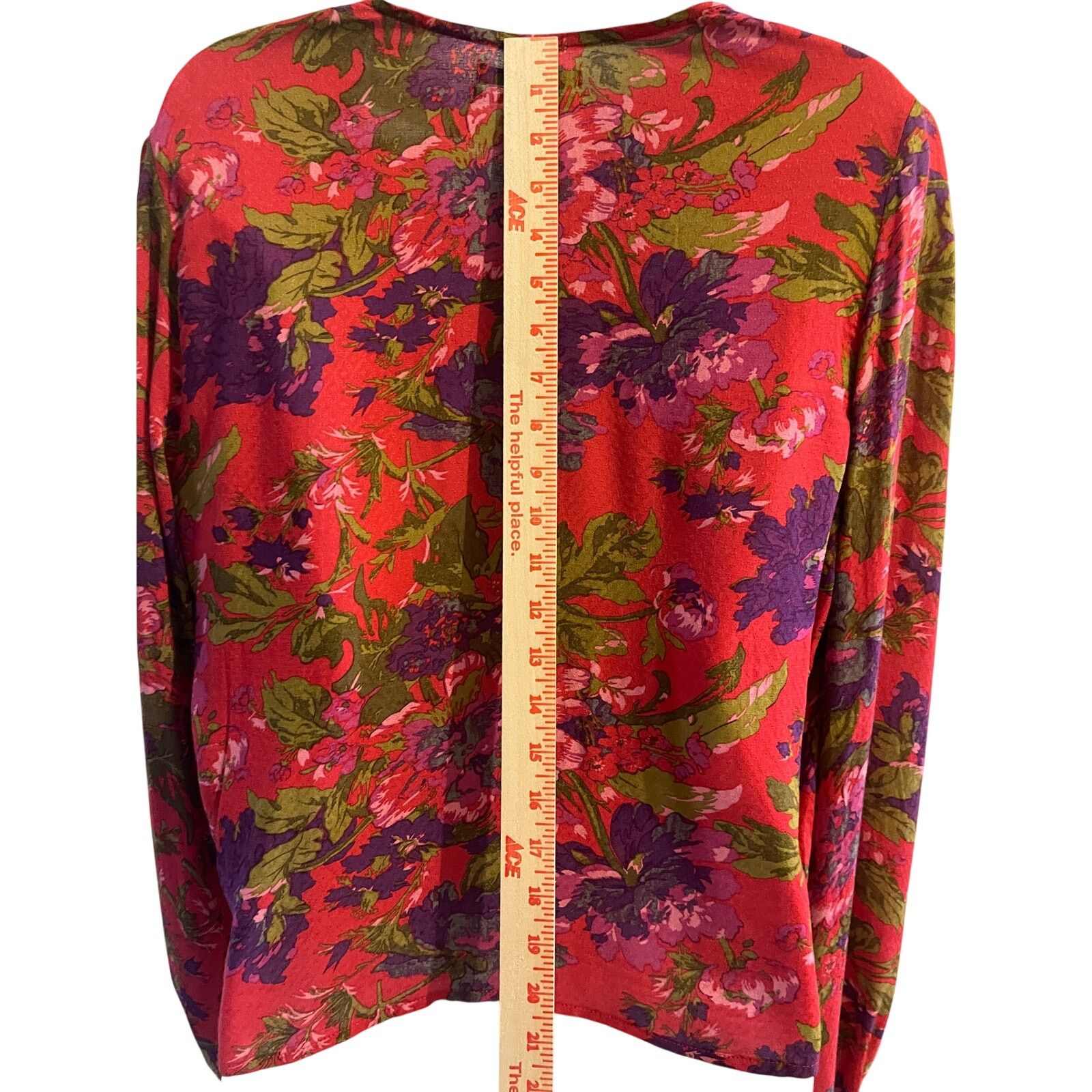 Urban Outfitters Urban Outfitters Red Floral Wrap Blouse Long Sleeve Size L Size L / US 10 / IT 46 - 4 Thumbnail