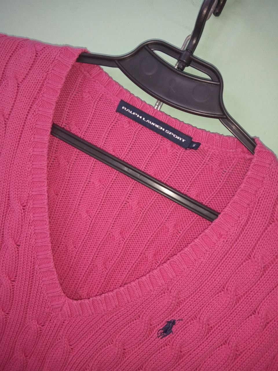 Polo Ralph Lauren Ralph Lauren Sport Vintage Pink Cable Knit V Neck Sweater Size M / US 6-8 / IT 42-44 - 3 Thumbnail