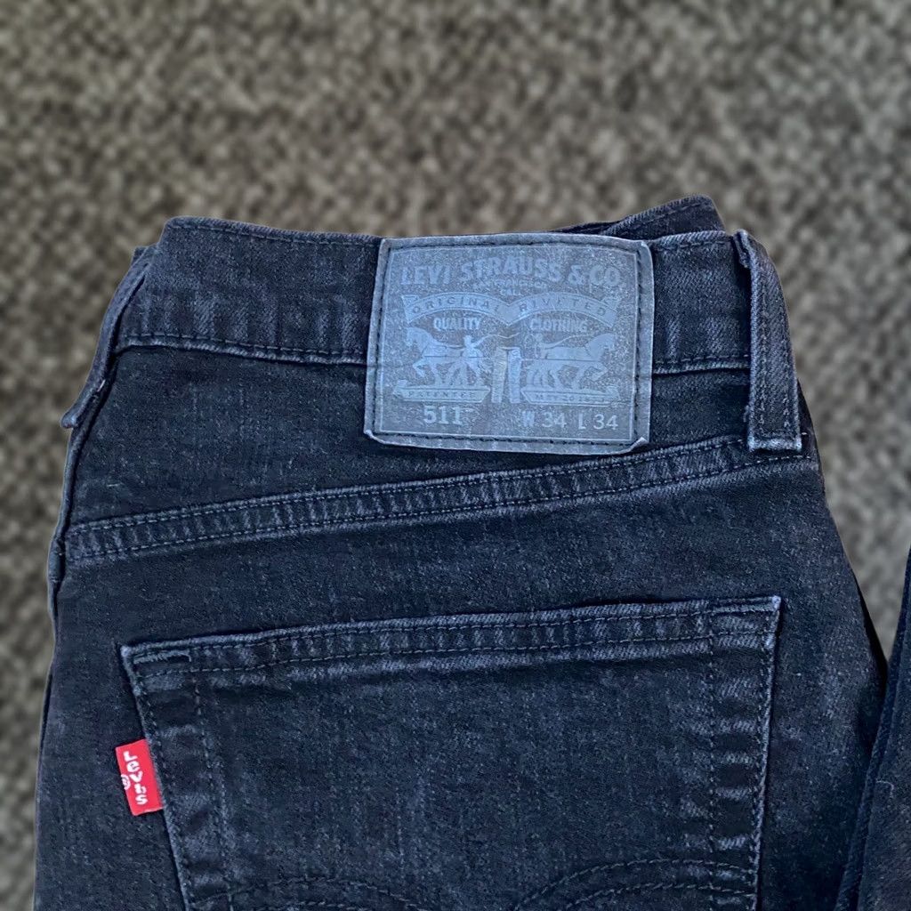 Levi's Levi's 511 Slim Jeans Mens 34x34 Black Denim Stretch Cotton 5-Pocket Zip Button Jeans Mens Wide Range of Sizes Size US 34 / EU 50 - 1 Thumbnail