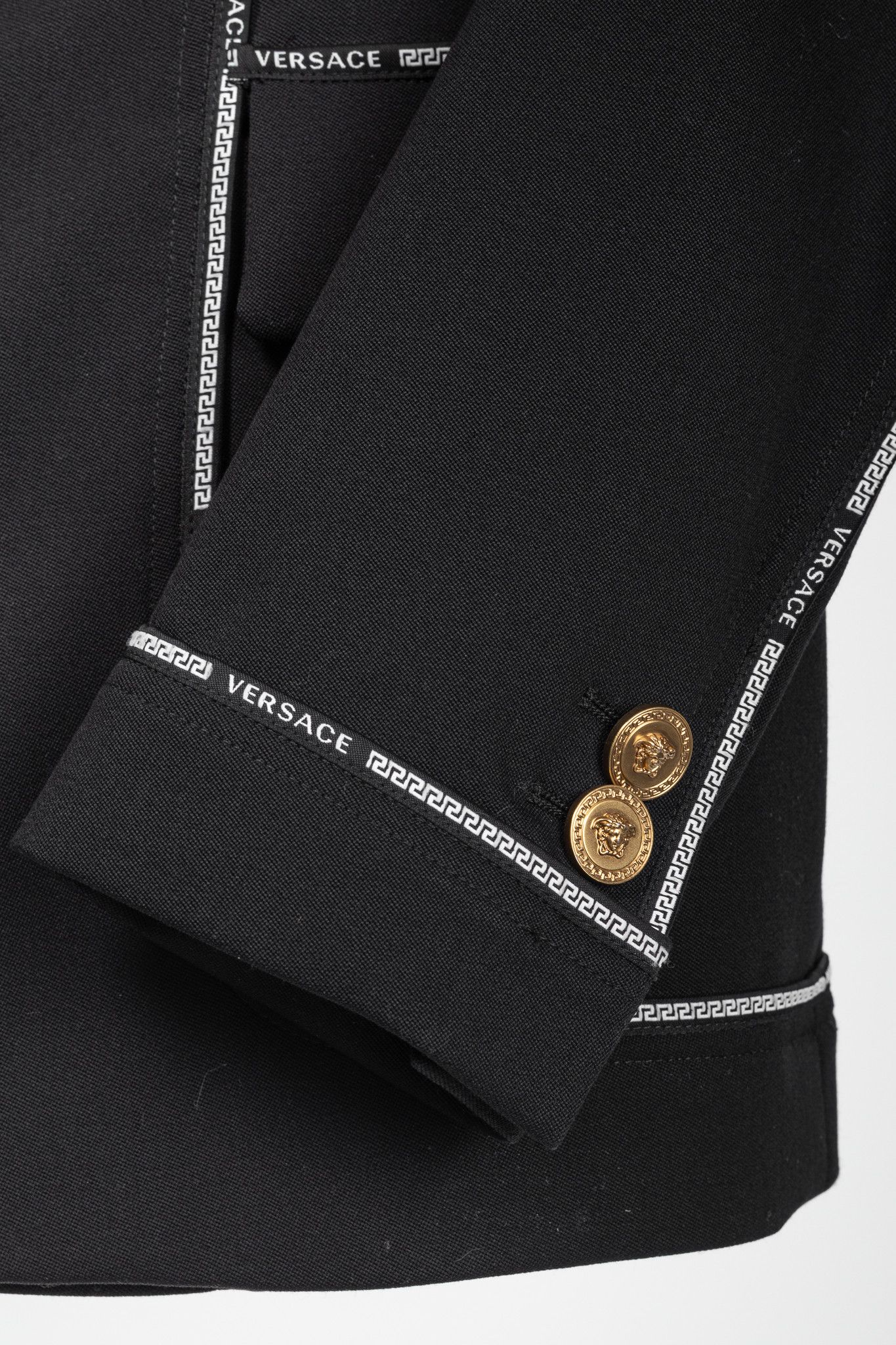 Versace Versace Black Wool Logo-Tape Blazer Size M / US 6-8 / IT 42-44 - 7 Thumbnail