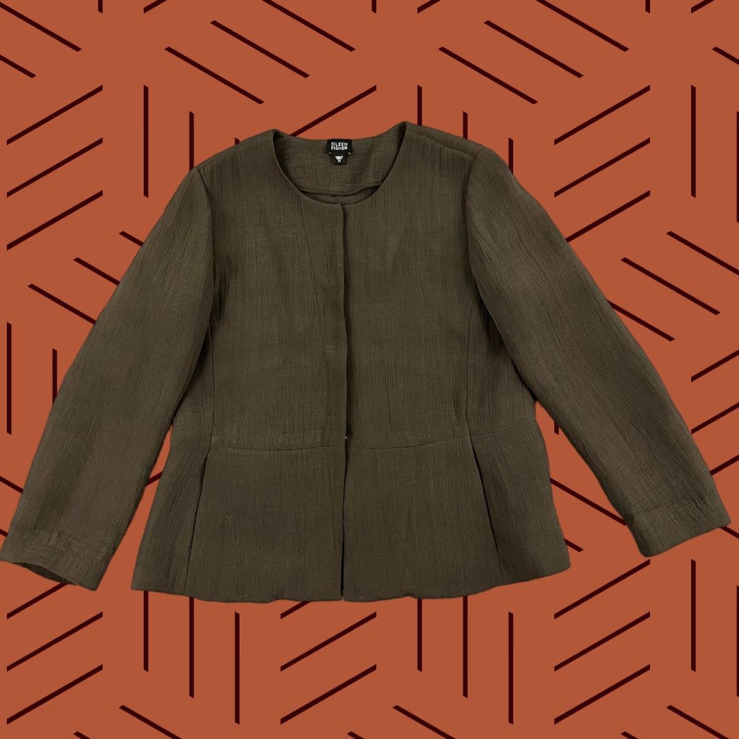 Eileen Fisher Eileen Fisher Jacket Womens Medium Brown Silk Blend Office Career Preppy Size M / US 6-8 / IT 42-44 - 1 Thumbnail