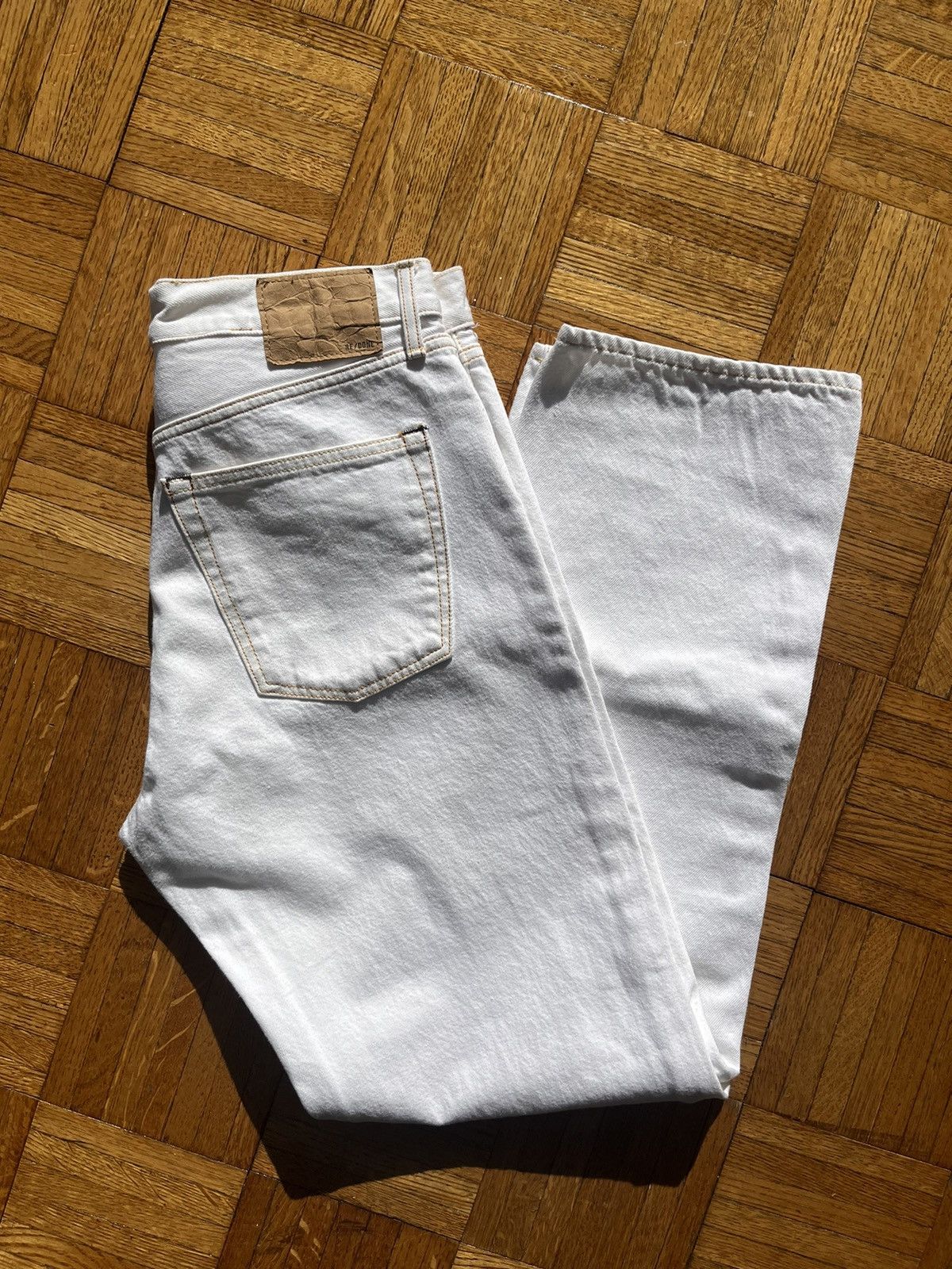 image of Redone Re/done 50S Faded White Jean, Size 34, Men's