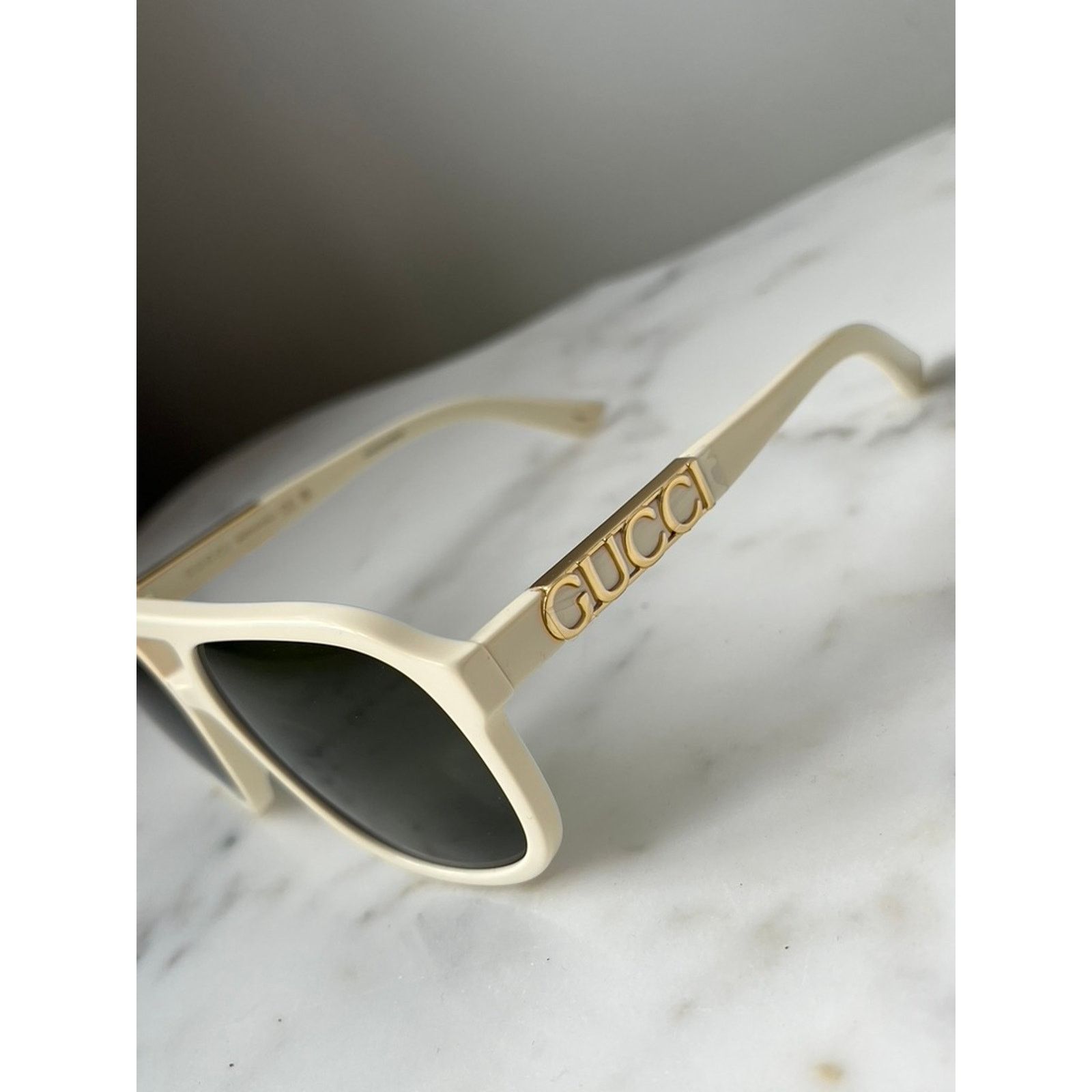 Gucci NEW Gucci GG1188S Ivory Gold Logo Aviator Sunglasses Size ONE SIZE - 6 Thumbnail