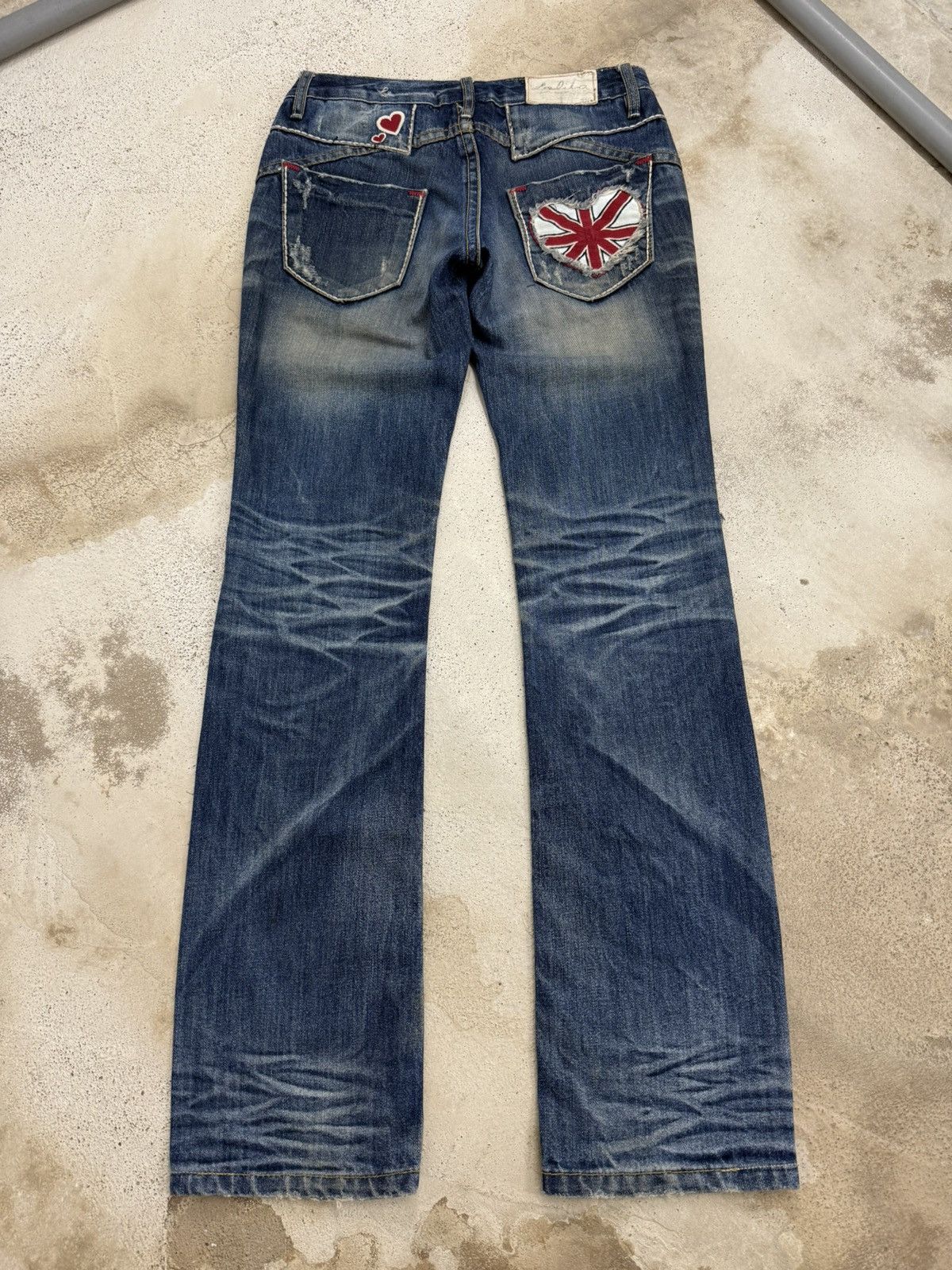 Japanese Brand Lolita Distressed Embroidery Mudwash Whisker Union Jack Pant Size US 29 - 1 Thumbnail