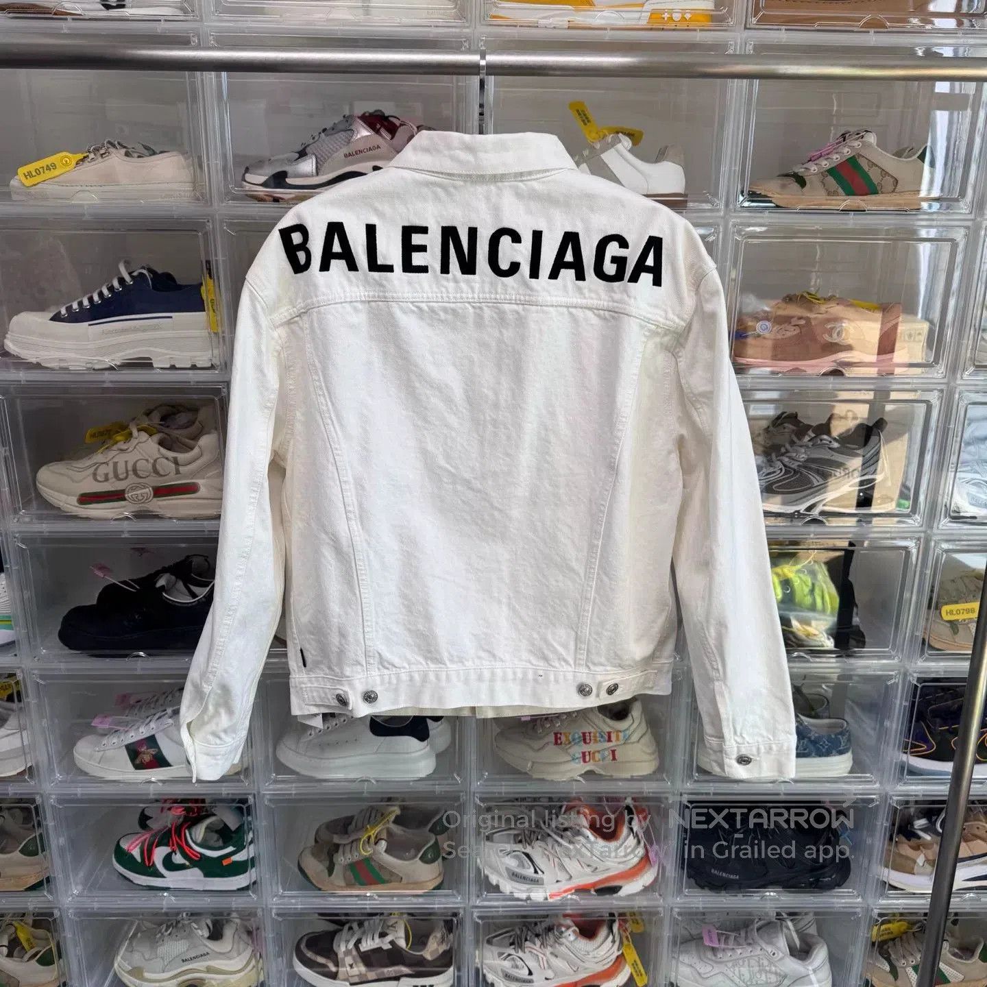 Balenciaga Balenciaga White Denim Jacket with Logo. Size US L / EU 52-54 / 3 - 2 Thumbnail