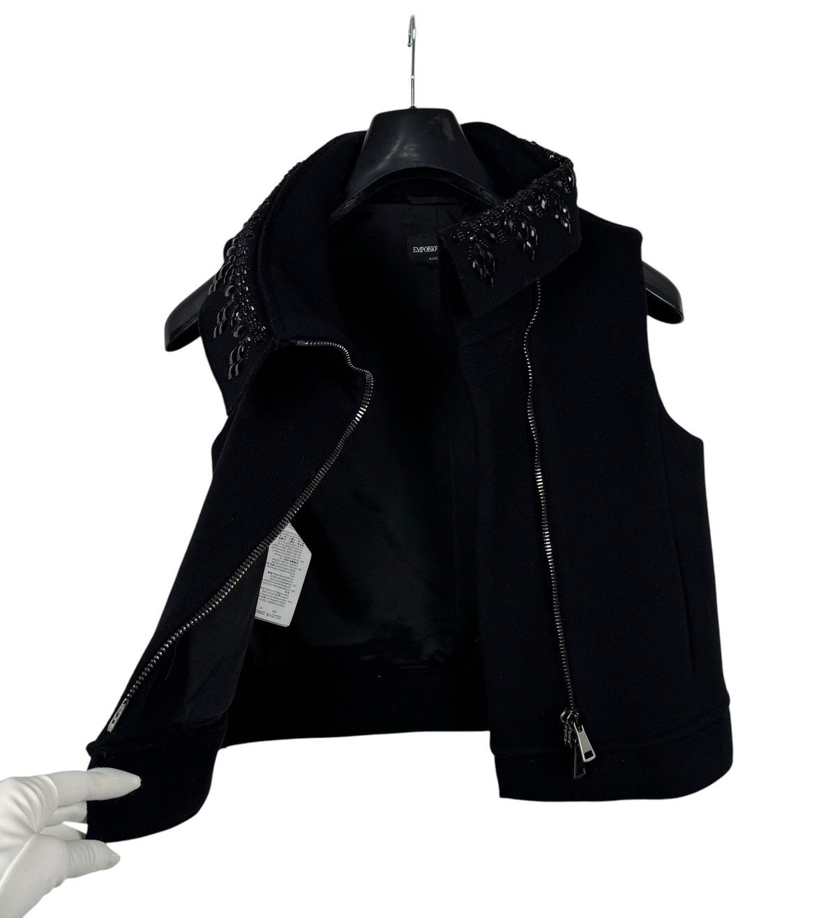 Emporio Armani Emporio Armani Full-Zip Vest Wool-Cotton Decorated Stones 40 Size S / US 4 / IT 40 - 13 Thumbnail