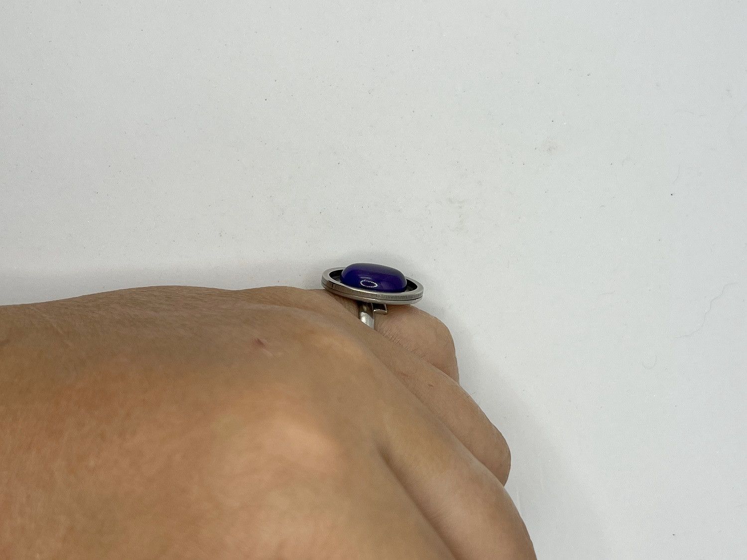 Handmade Oval Amethyst Crystal stainless steel ring - size 7.75 Size ONE SIZE - 5 Thumbnail