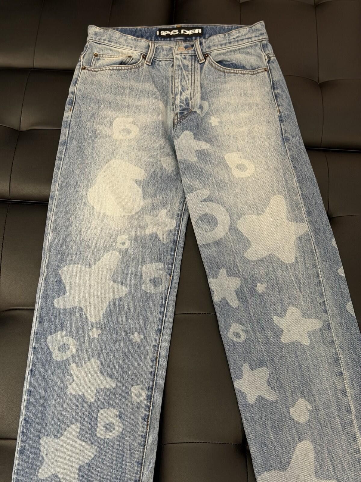 Sp5der Sp5der Men's Star Pattern Denim Jeans Button Zip (30) Size US 30 / EU 46 - 3 Thumbnail