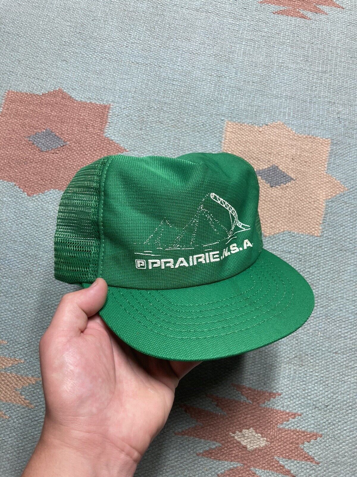 Vintage VTG 80s trucker hat mesh Prairie N.S.A mining forest green Size ONE SIZE - 1 Thumbnail