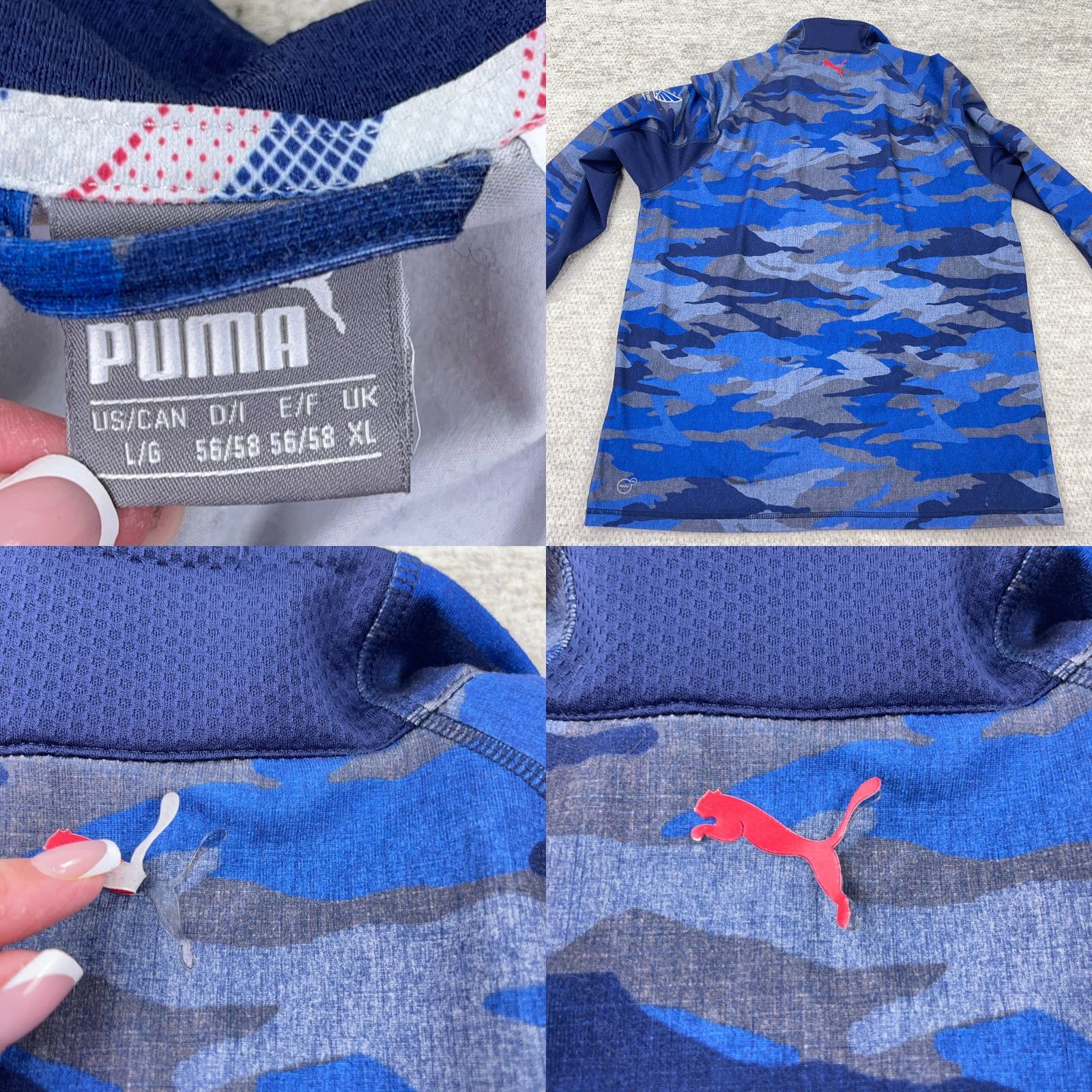 Puma Puma Sweater Men Large Blue Camo Voltron Pullover Quarter Zip Greenbrier Classic Size US L / EU 52-54 / 3 - 8 Thumbnail