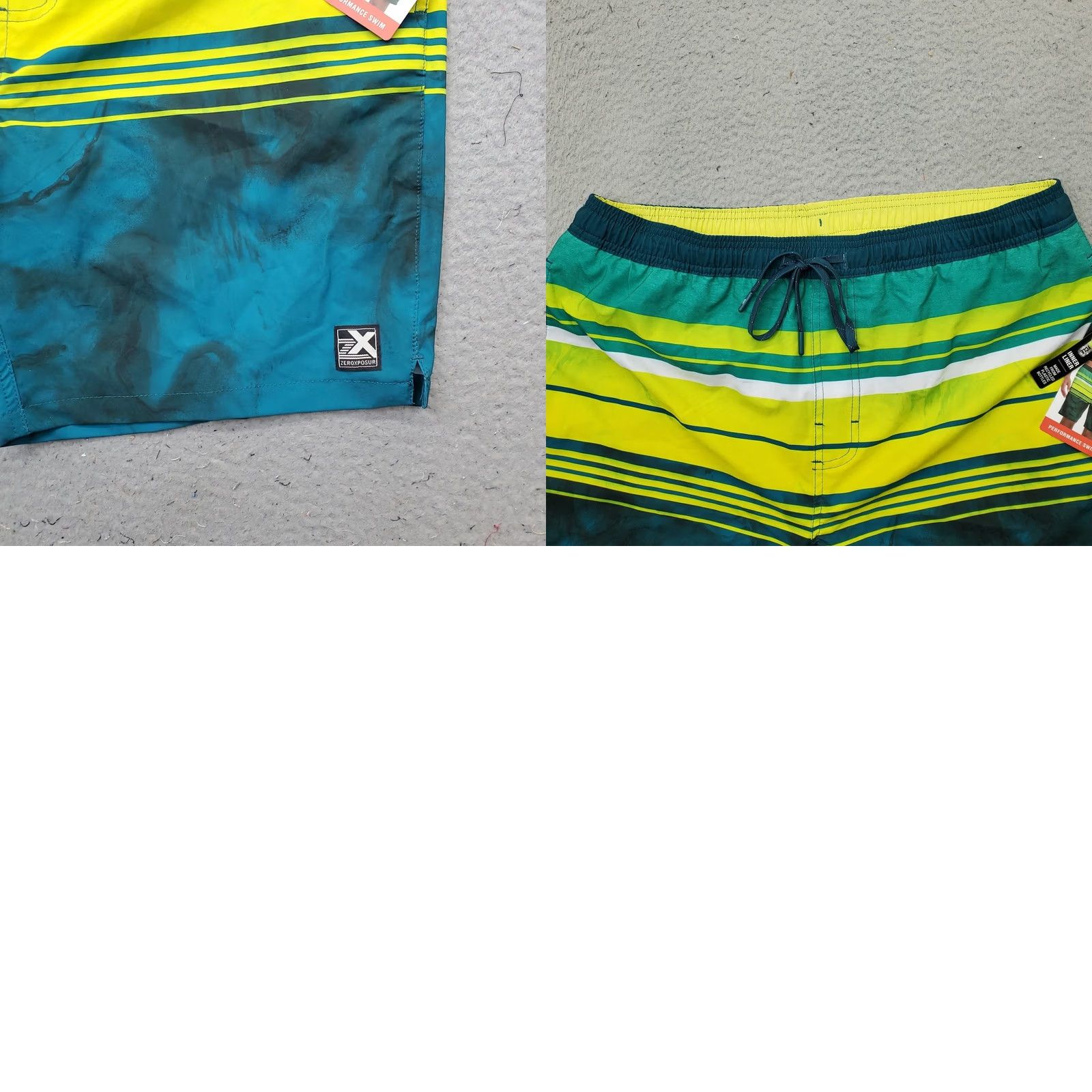ZeroXposur ZeroXposur Performance Swim Shorts Mens Large Multi Striped Side Slit Drawstring Size US 33 - 8 Thumbnail