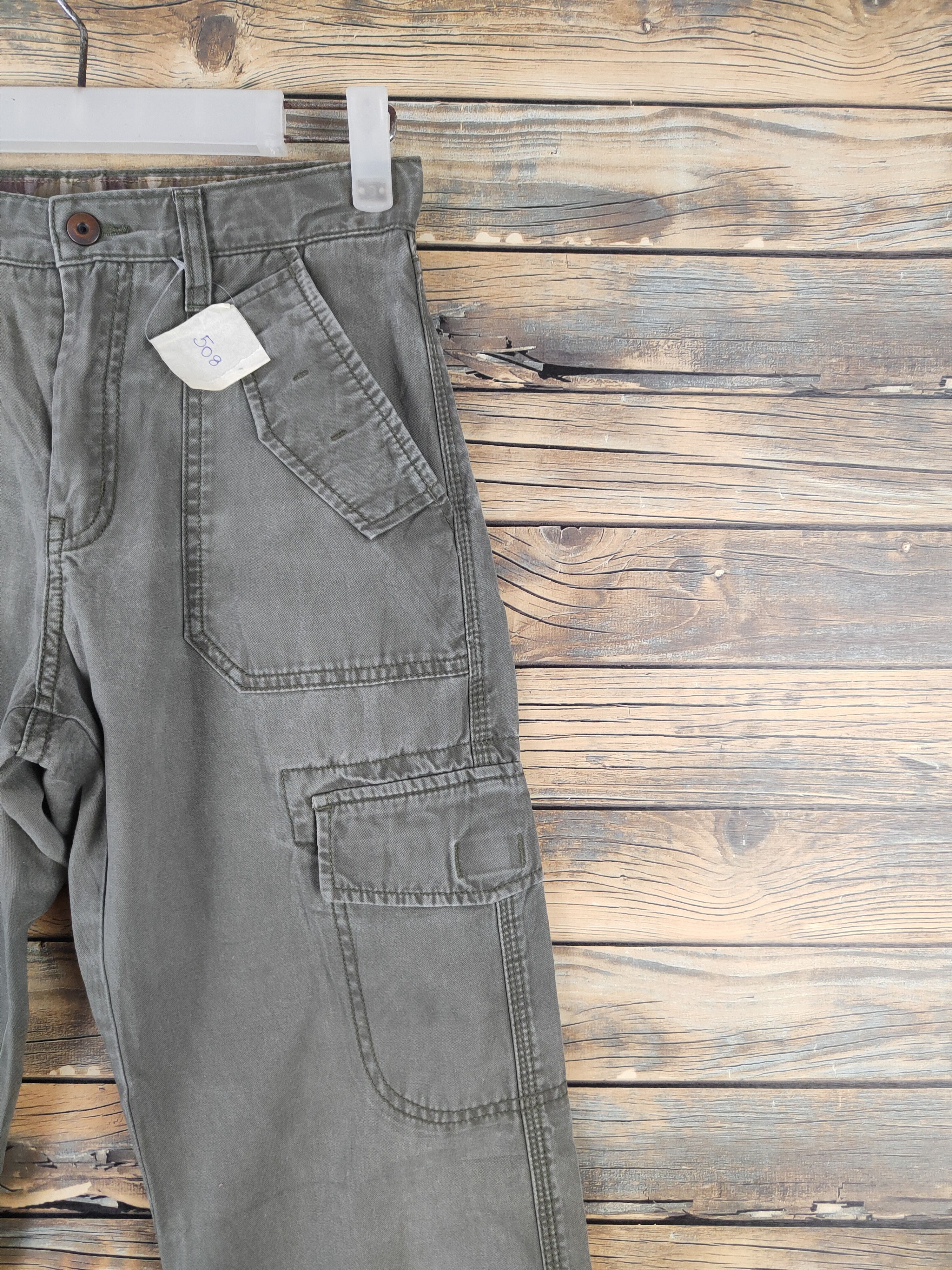 Japanese Brand DL Uniqlo Olive Multipocket Tactical Cargo Pants #508 Size US 26 / EU 42 - 5 Thumbnail