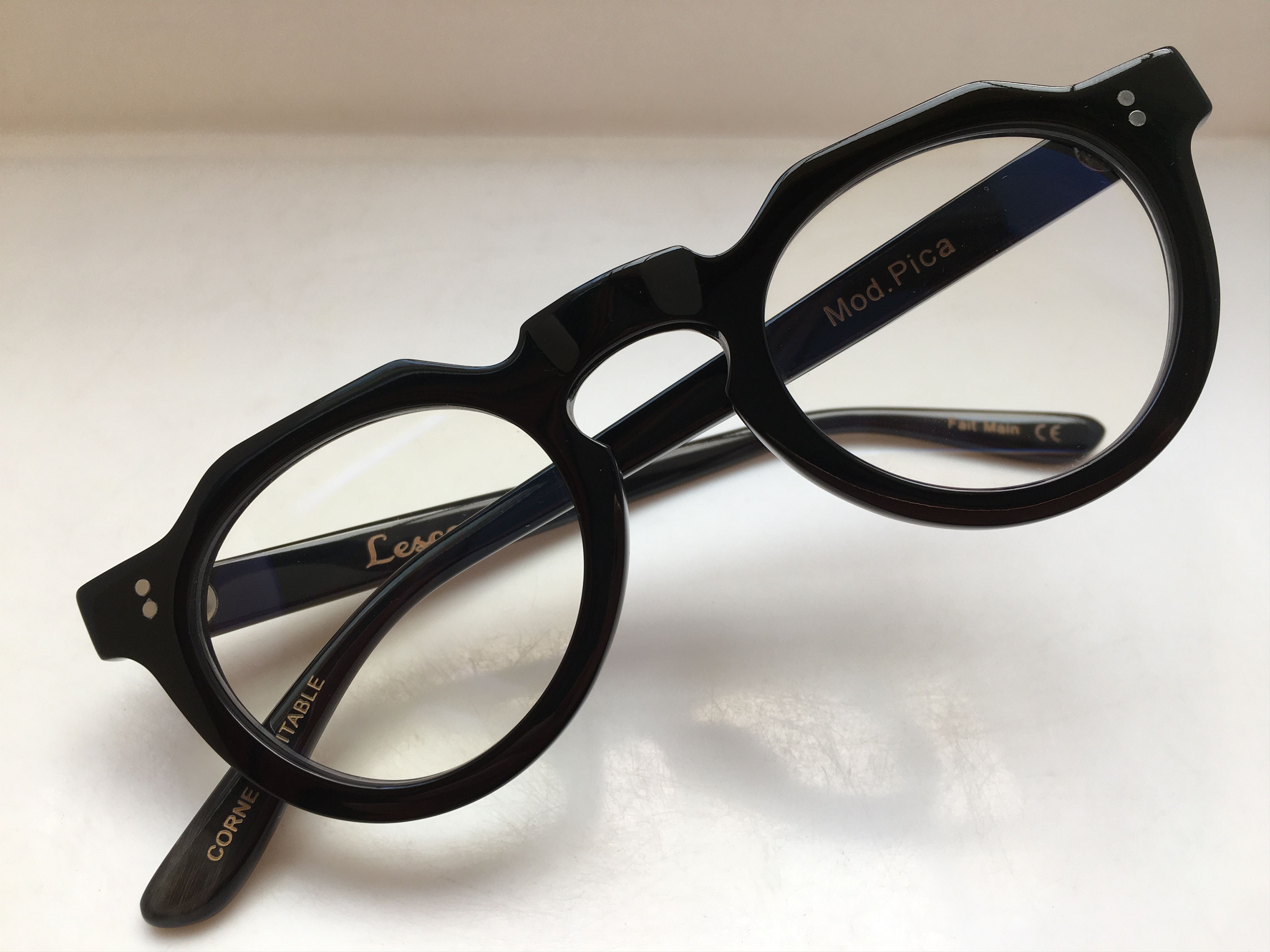 Lesca Lunetier Lesca Lunetier Genuine Horn PICA Architect Eyeglasses Size ONE SIZE - 6 Thumbnail