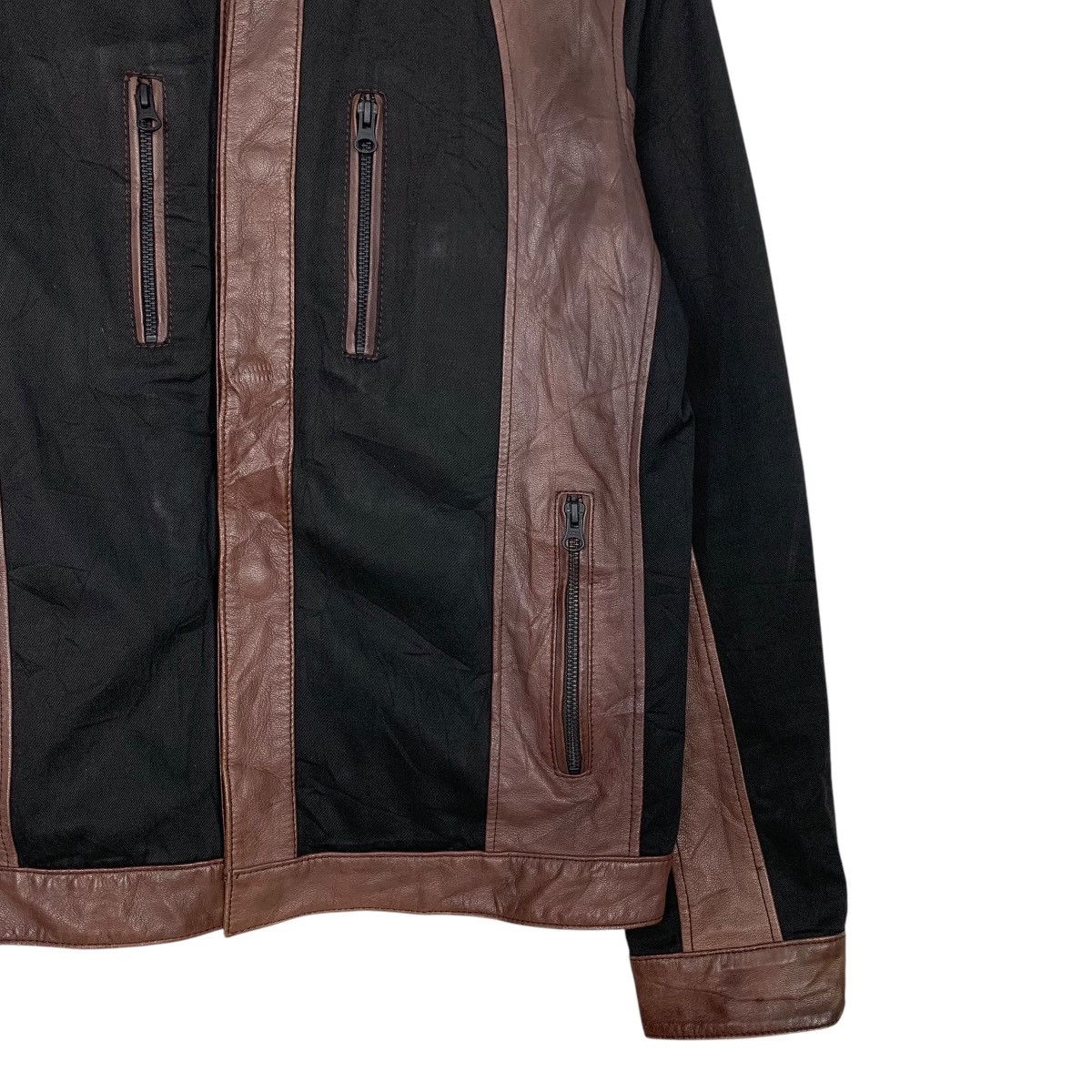 Japanese Brand Y2K MOVEMENT CULTURE Hybrid Leather Jacket #2723-C122 Size US S / EU 44-46 / 1 - 4 Thumbnail