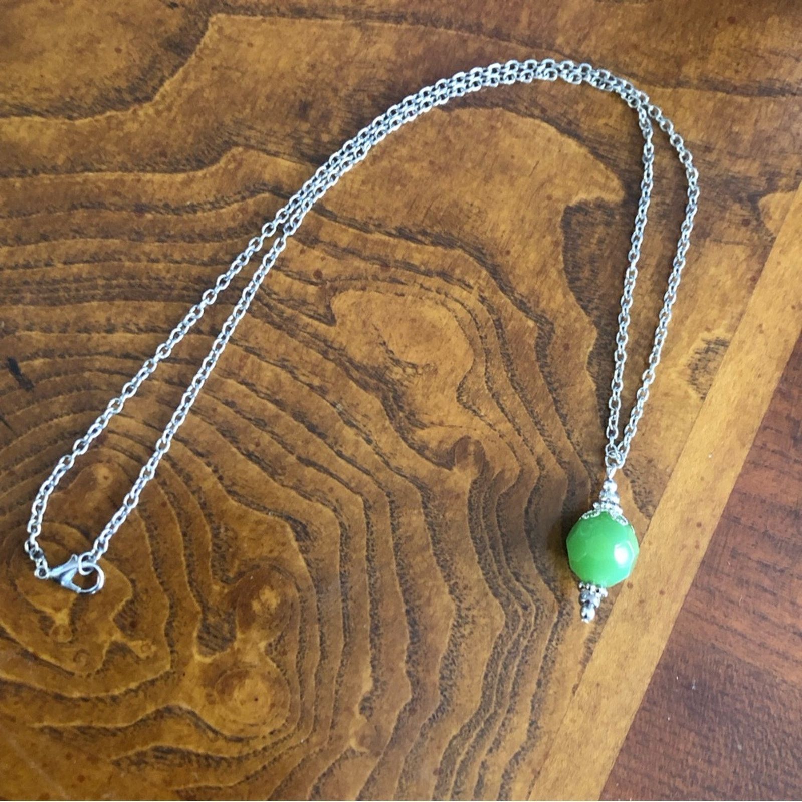 Handmade Hand crafted faceted green chalcedony cap necklace Size ONE SIZE - 10 Thumbnail