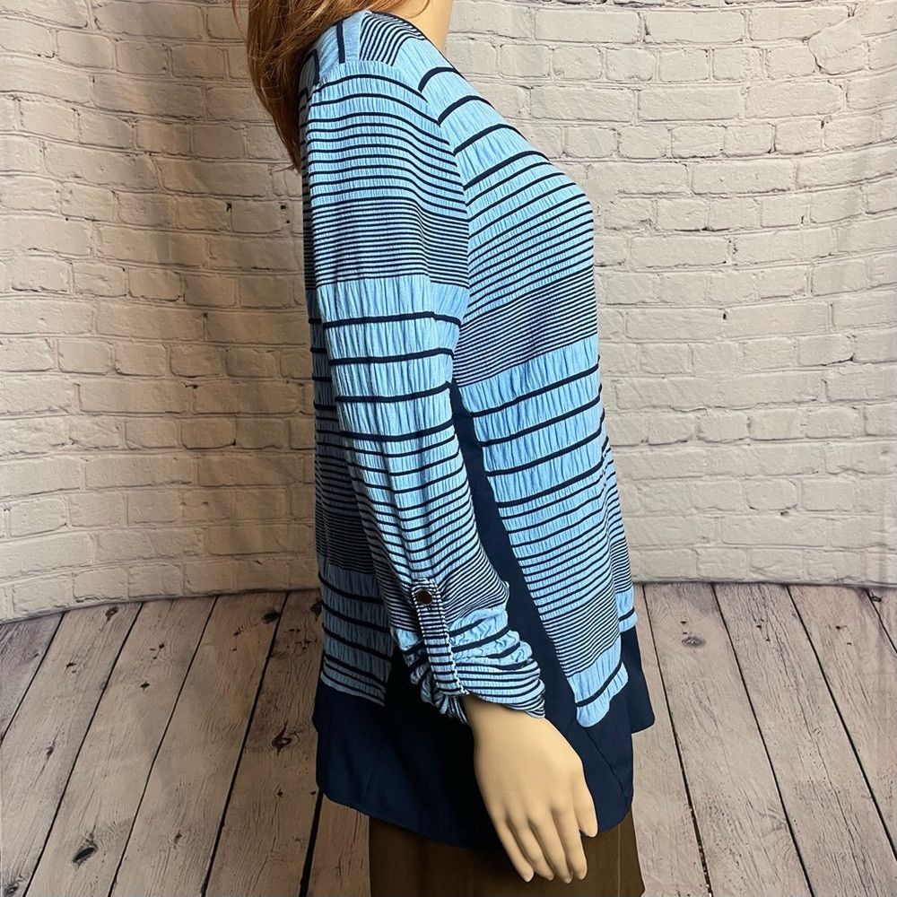 Other New Dana Buchman Blue Mixed Media Long Sleeve Top Size M Size M / US 6-8 / IT 42-44 - 4 Thumbnail