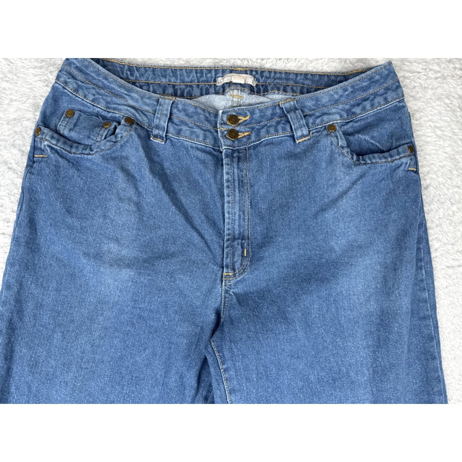 Vintage Woman Within Jeans 14W Tall Womens Blue Straight Leg Denim Double Button Zip Fly Size 36" / US 14 / IT 50 - 4 Thumbnail