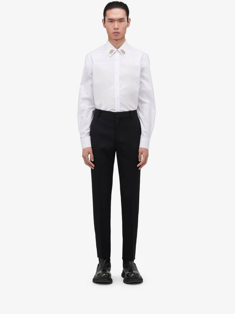 Alexander McQueen o1w1db10725 Embroidered Collar Shirt in Optic White Size US S / EU 44-46 / 1 - 2 Thumbnail