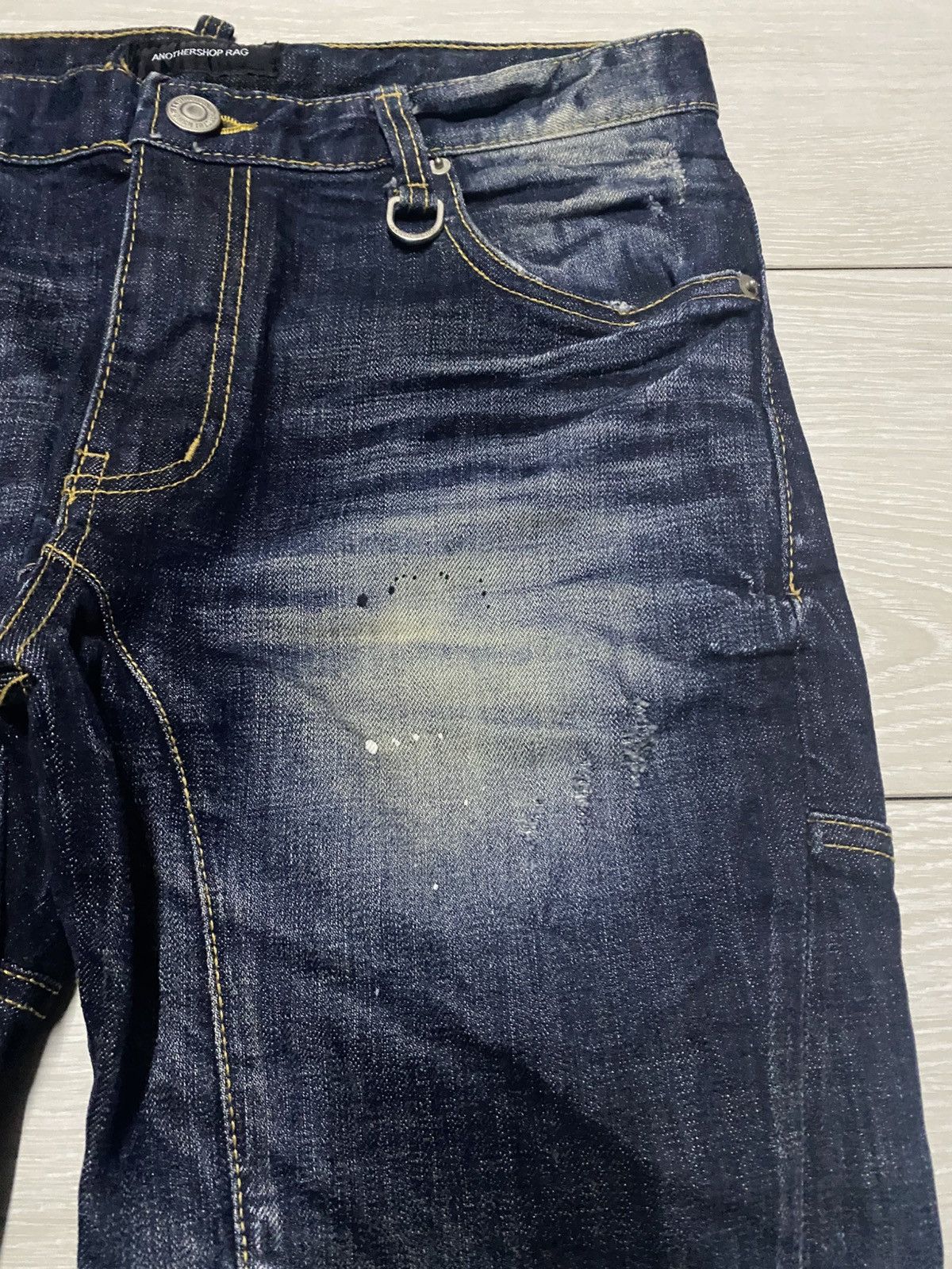 Japanese Brand Vintage AnotherShop Rag Paint Splatter Faded Skinny Jeans Size US 31 - 8 Thumbnail
