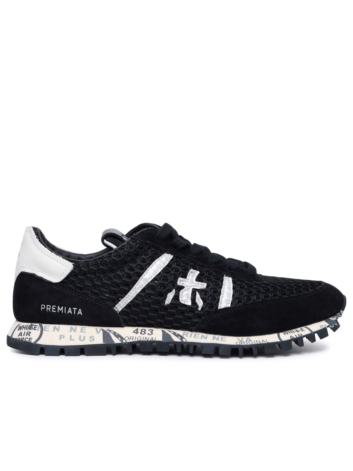 image of Premiata 'seand' Sneakers In Black Leather And Fabric, Women's (Size 7)