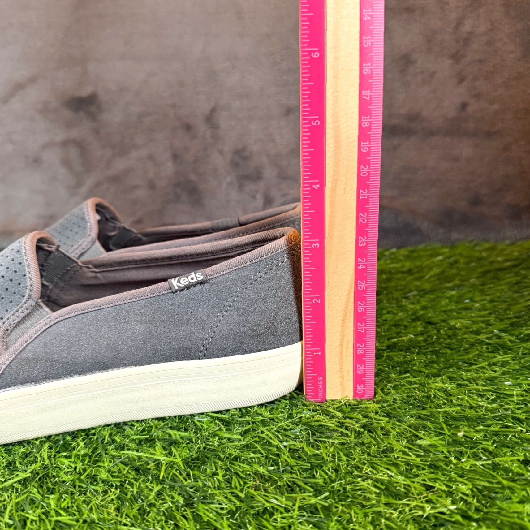Keds Keds Double Decker Sneaker Slip On Grey Perforated Suede Womens 7.5 Shoes Casual Comfort Size US 5 / IT 35 - 5 Thumbnail