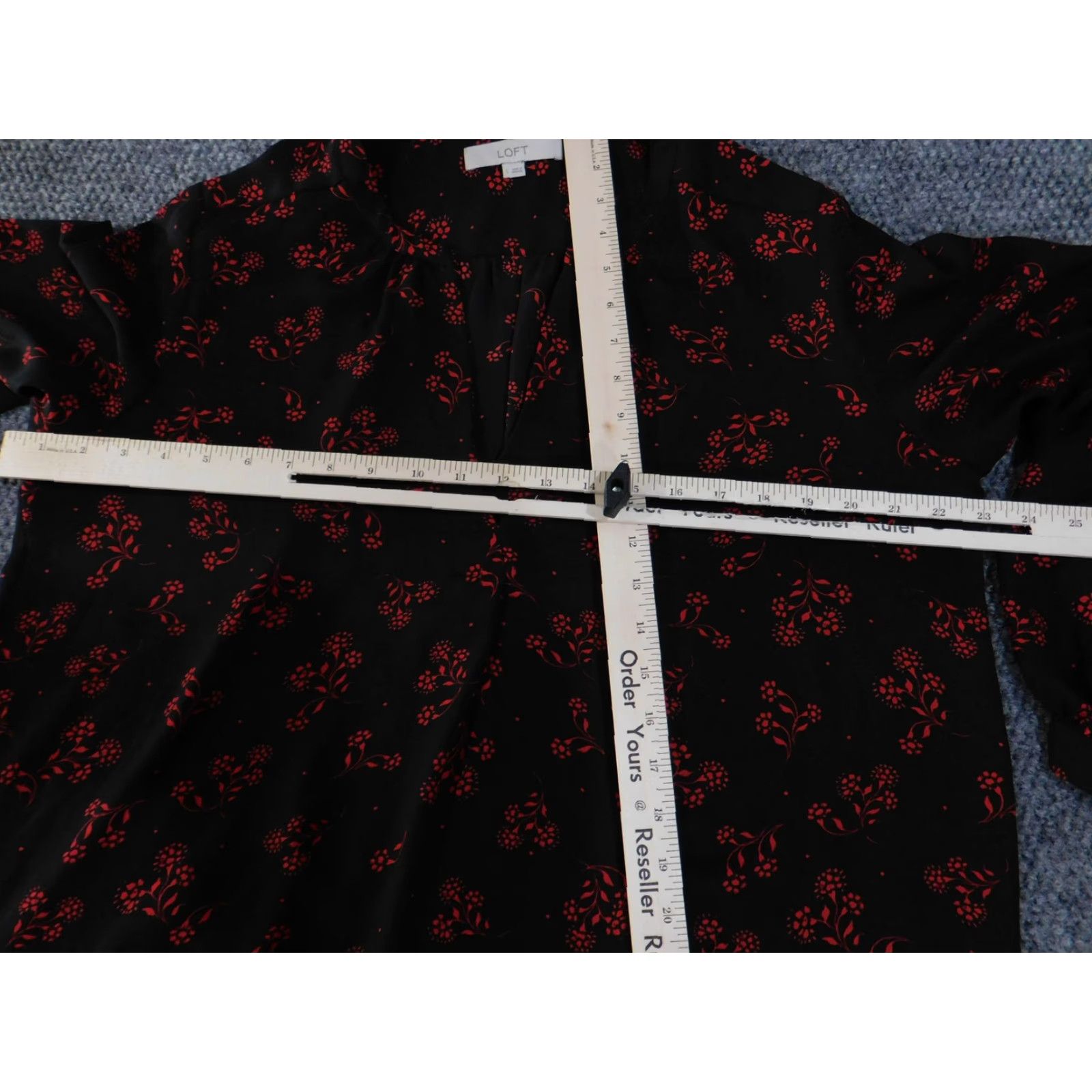 Loft LOFT Blouse Black Red Floral Long Sleeve Relaxed Fit Top Pullover Womens Large Size L Knit? (No Knit) Size L / US 10 / IT 46 - 7 Thumbnail