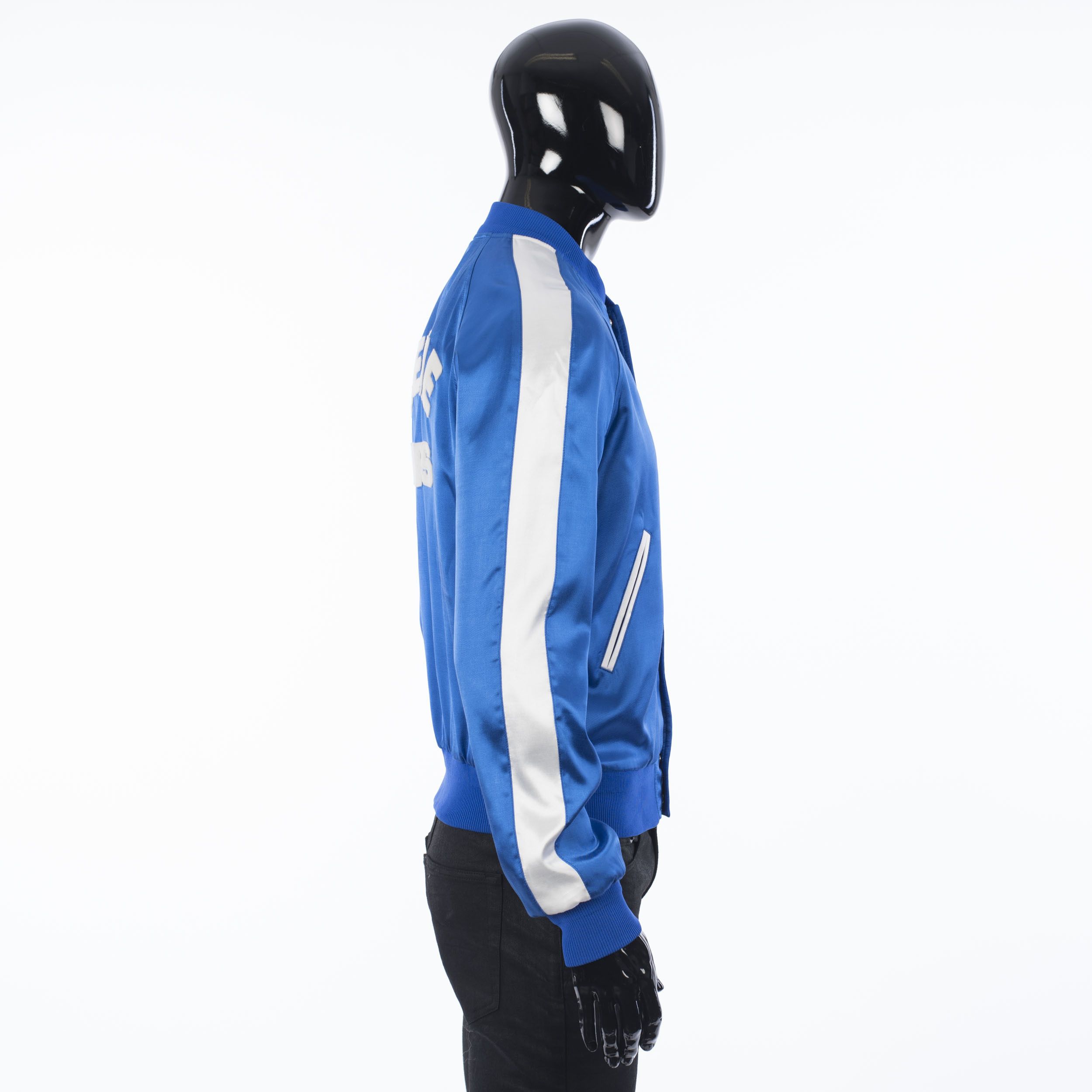 Celine Electric Blue Teddy Jacket In Celine Paris Embroidered Satin Size US S / EU 44-46 / 1 - 6 Thumbnail