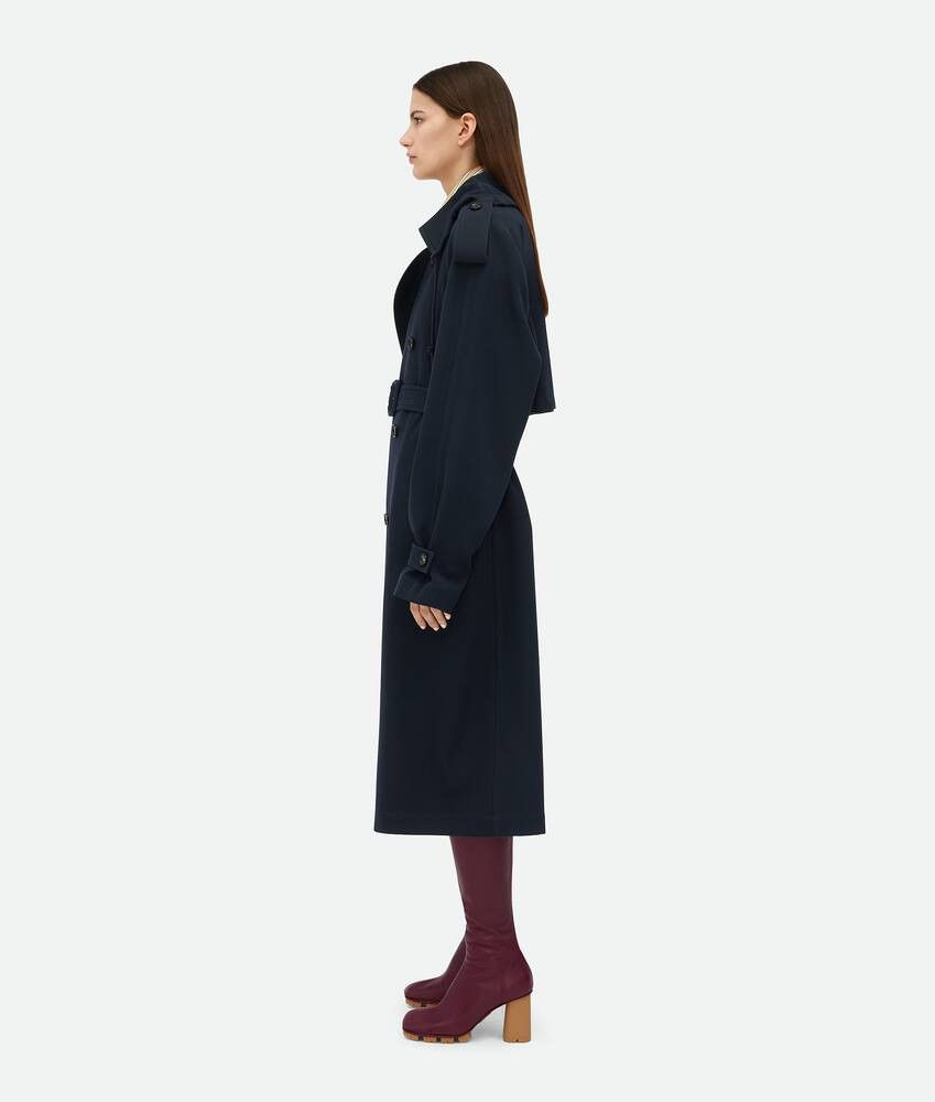Bottega Veneta o1w1db10825 Wool Gabardine Trench Coat in Navy Size M / US 6-8 / IT 42-44 - 3 Thumbnail
