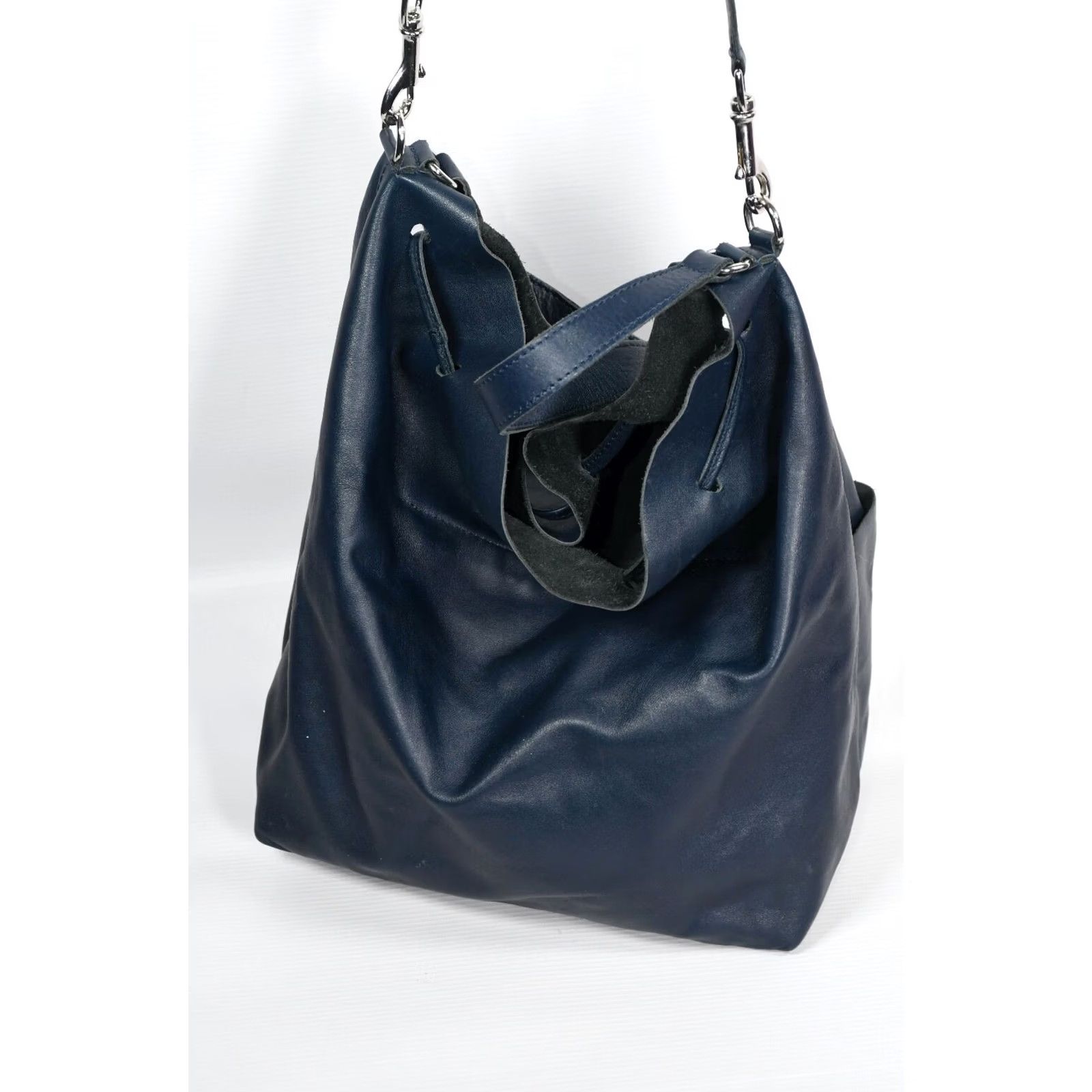 Vintage CALA JADE Blue Leather Shopper Handbag Women Large Crossbody Vintage? No - CALA JADE Leather Exterior Blue Lining Blue 100% Leather Size ONE SIZE - 6 Thumbnail