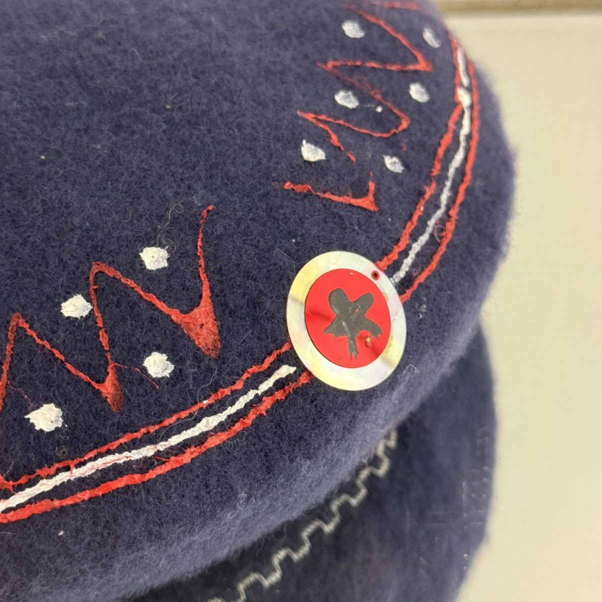 Vintage Vintage 90s Handmade Navy Red Wool Star French Beret Hat Size ONE SIZE - 8 Thumbnail