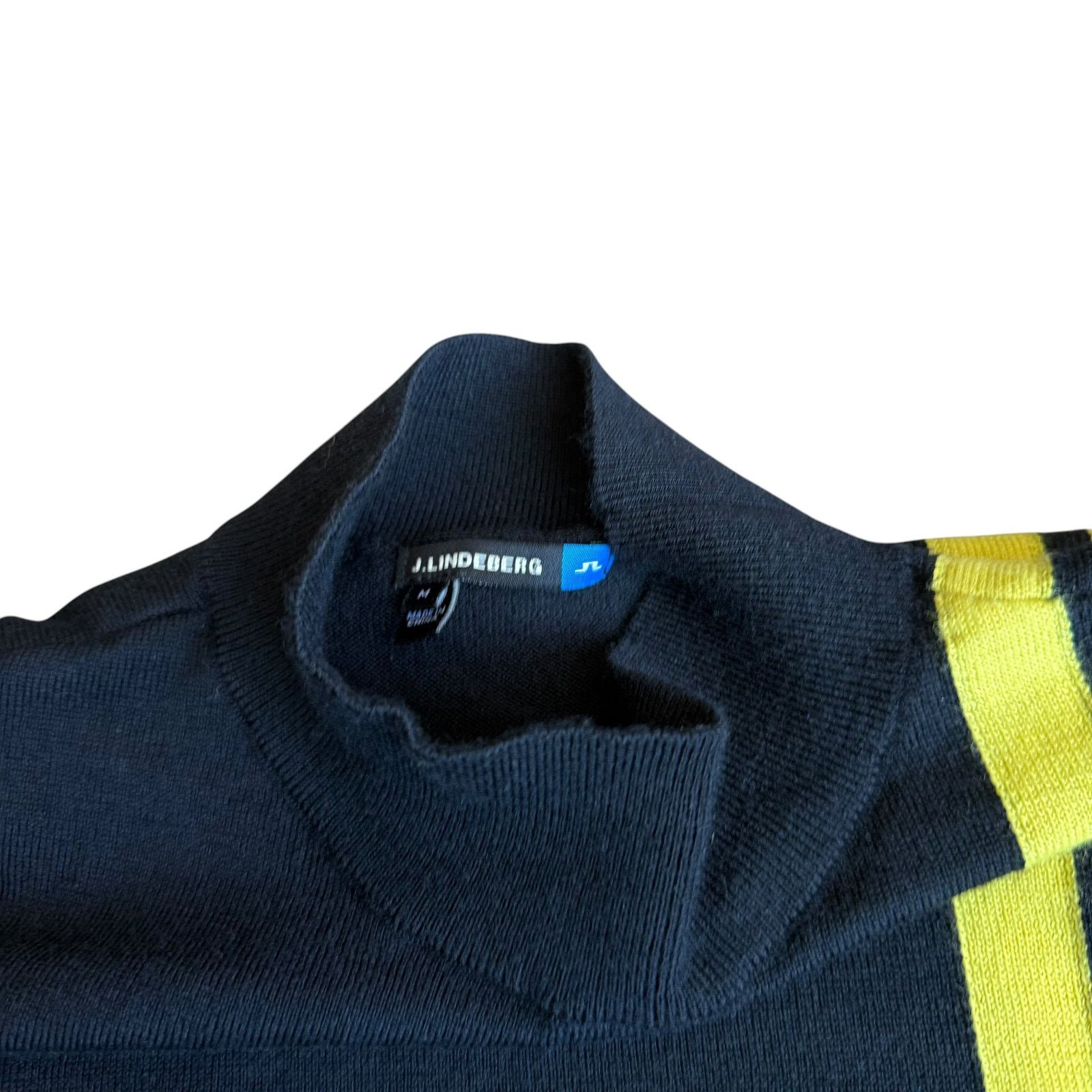 J.Lindeberg J Lindeberg Black Yellow Stripe Turtleneck Sweater Medium Size US L / EU 52-54 / 3 - 3 Thumbnail